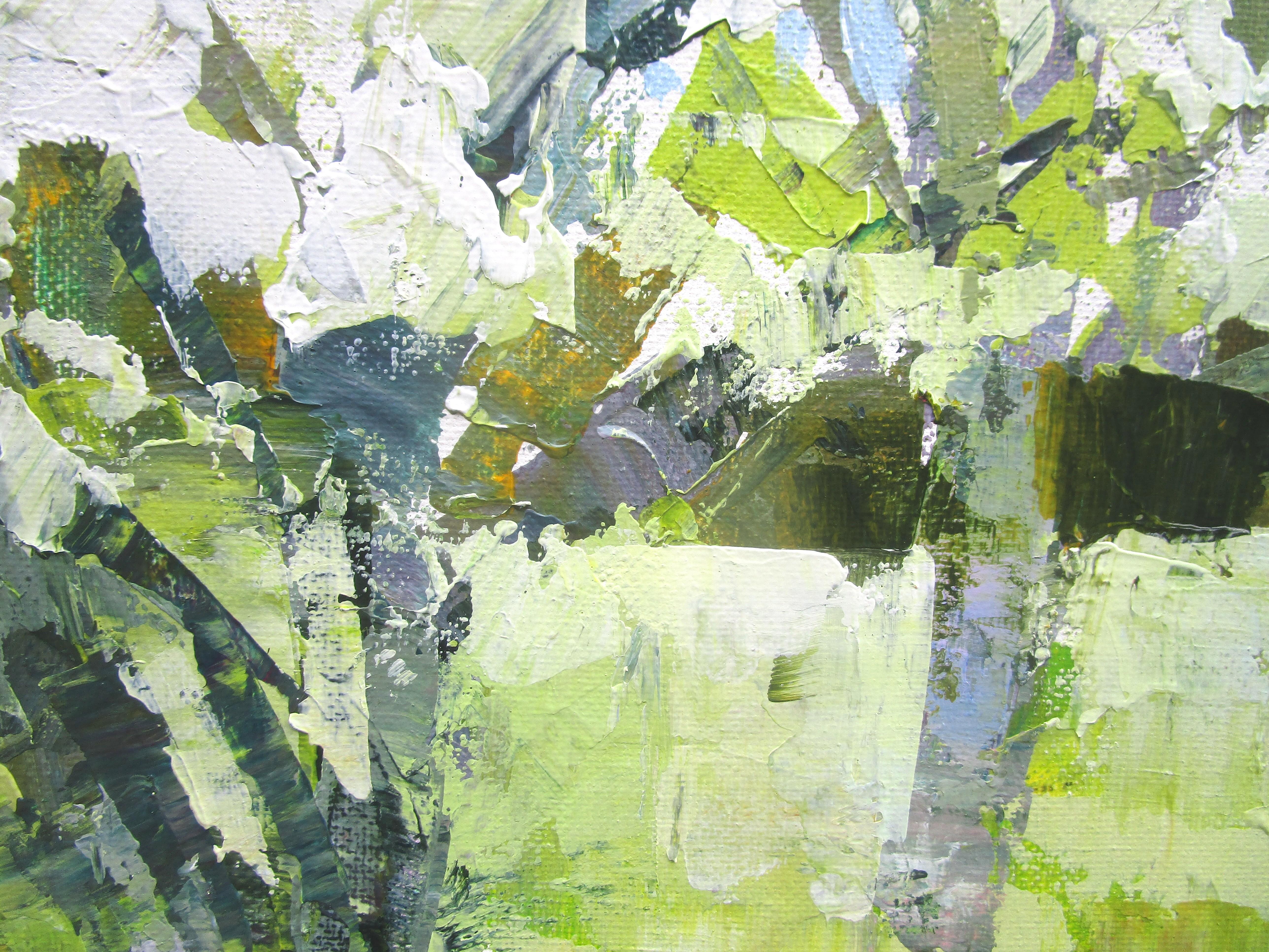 Árboles primaverales en la hierba, Pintura original en venta 1
