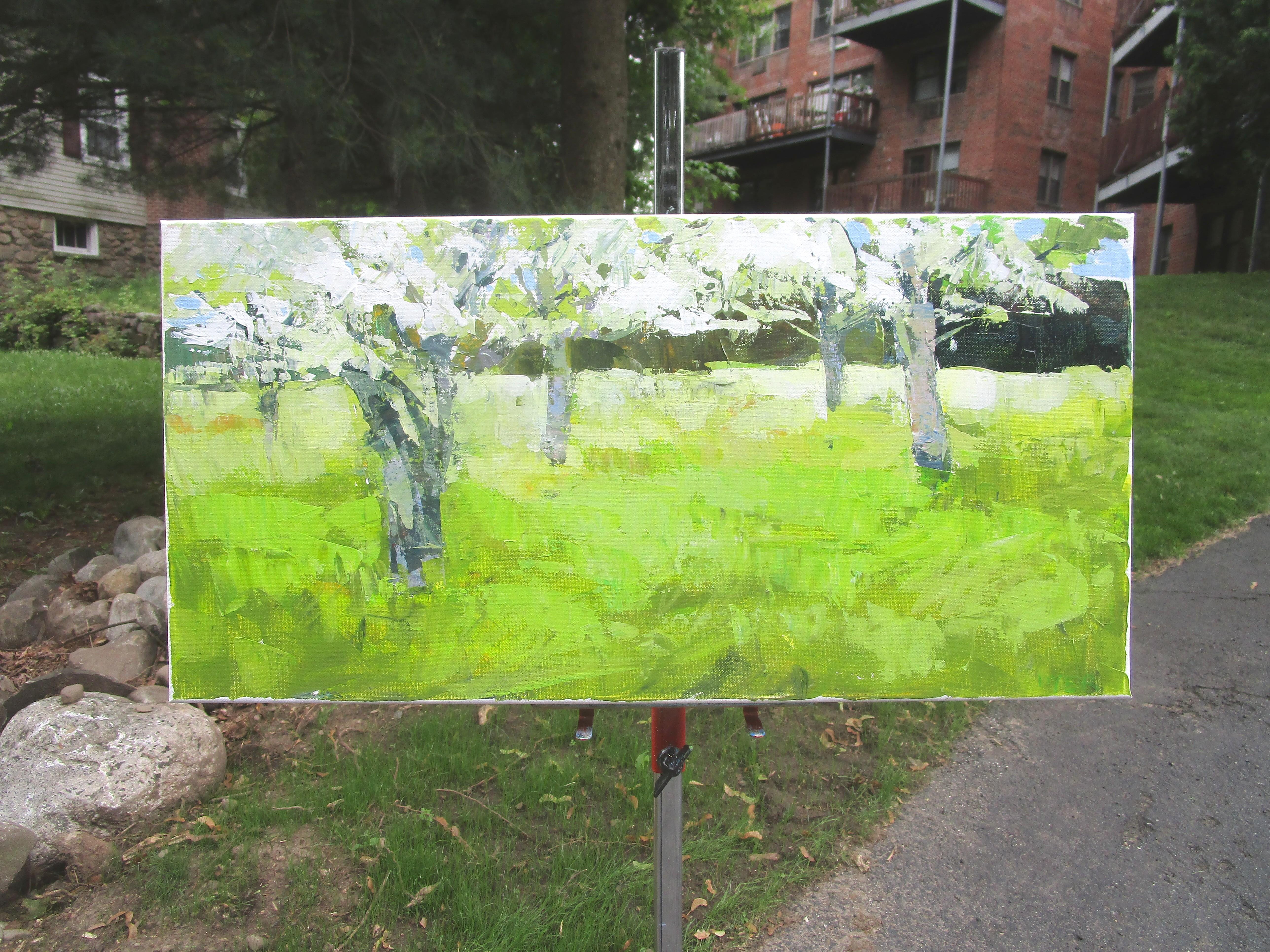 <p>Comentarios del artista<br>Almendros, cerezos y manzanos florecen en un campo francés en primavera. Expresivos trazos de espátula y pincel dan vida al paisaje con textura y movimiento. La escena celebra la abundancia y la vitalidad de la