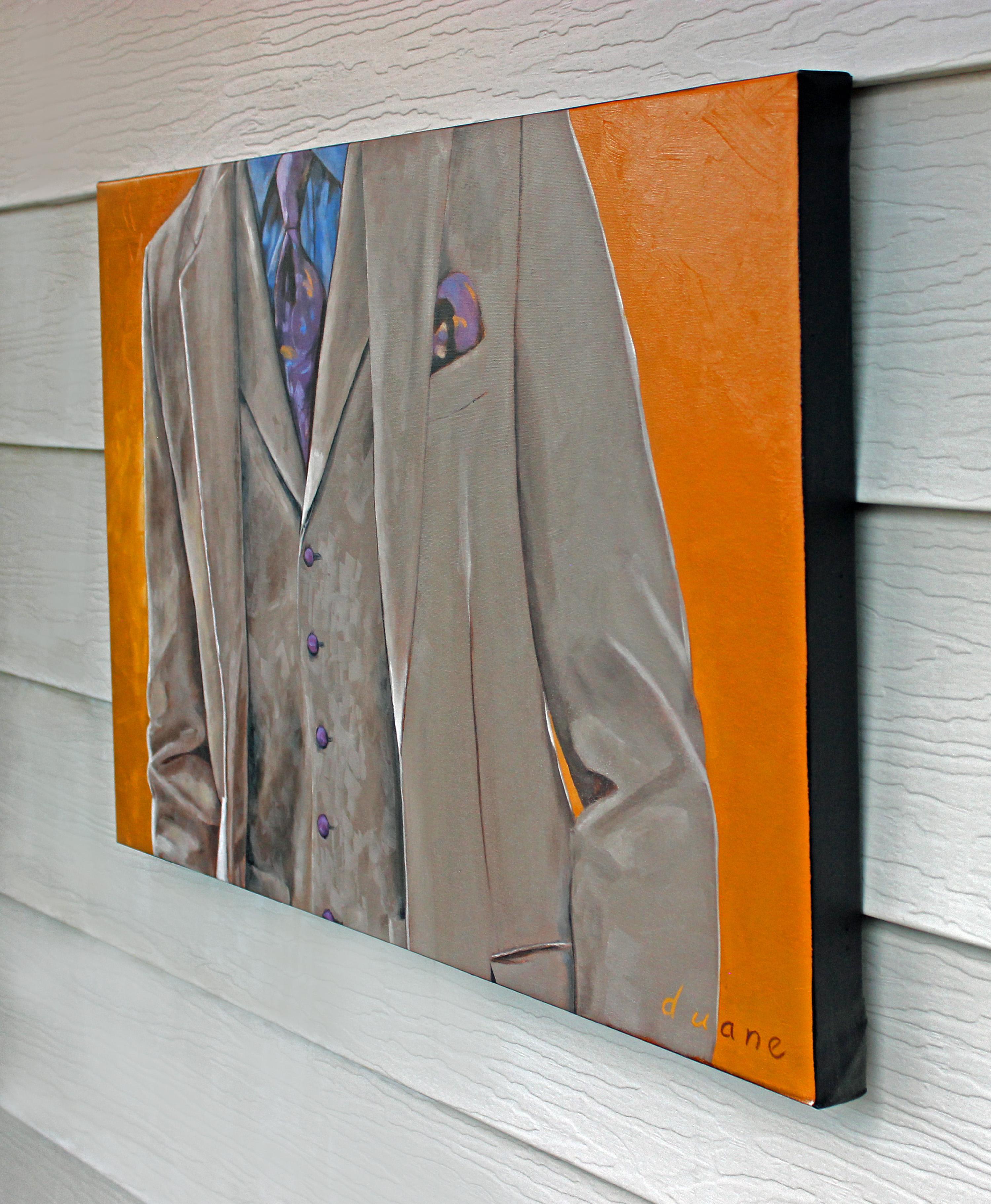 Doppelter Kragen, Ölgemälde (Braun), Figurative Painting, von Duane Brown
