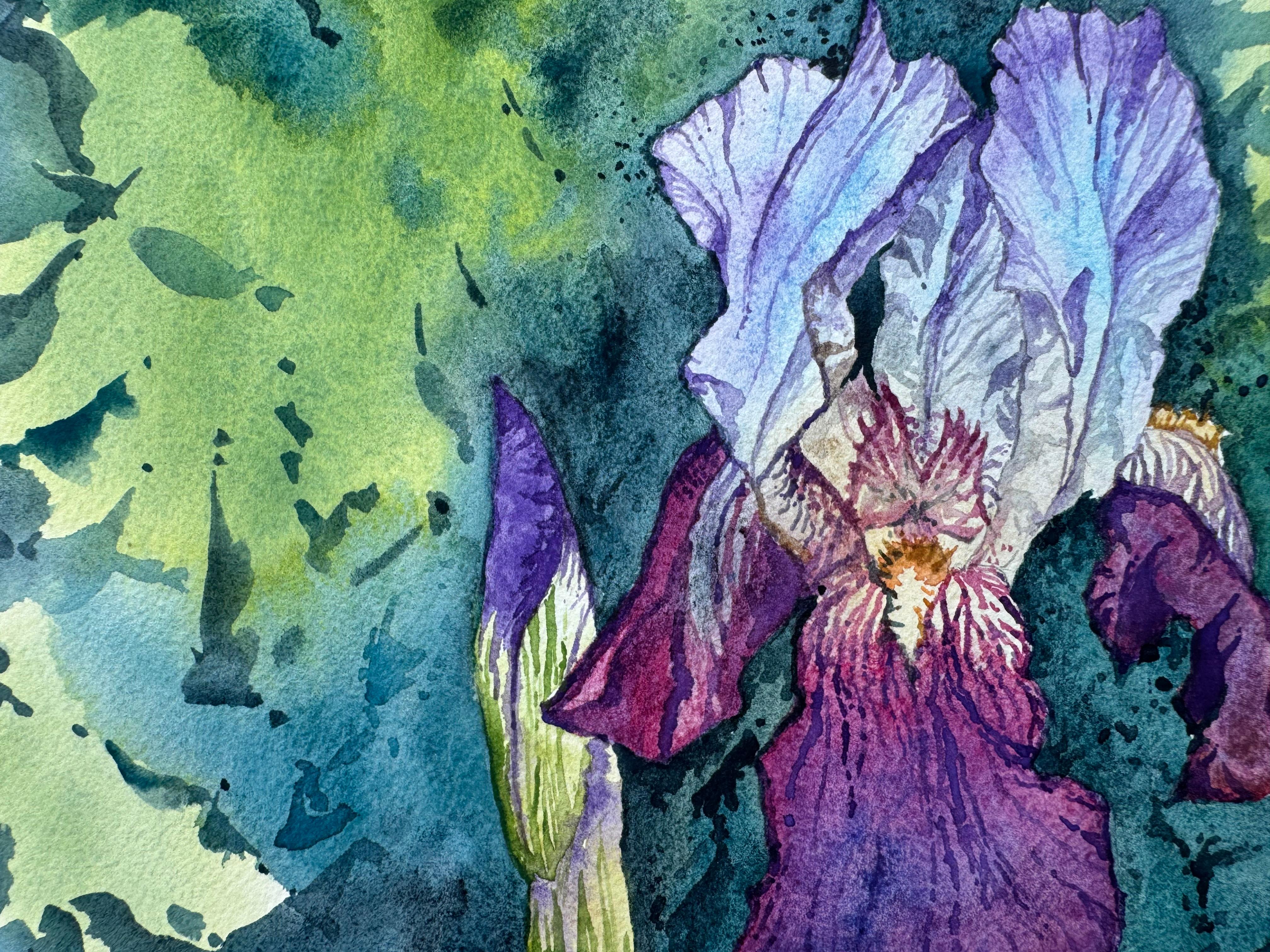 Iris viola #4, Pittura originale - Still-Life Blu di Jay Jensen