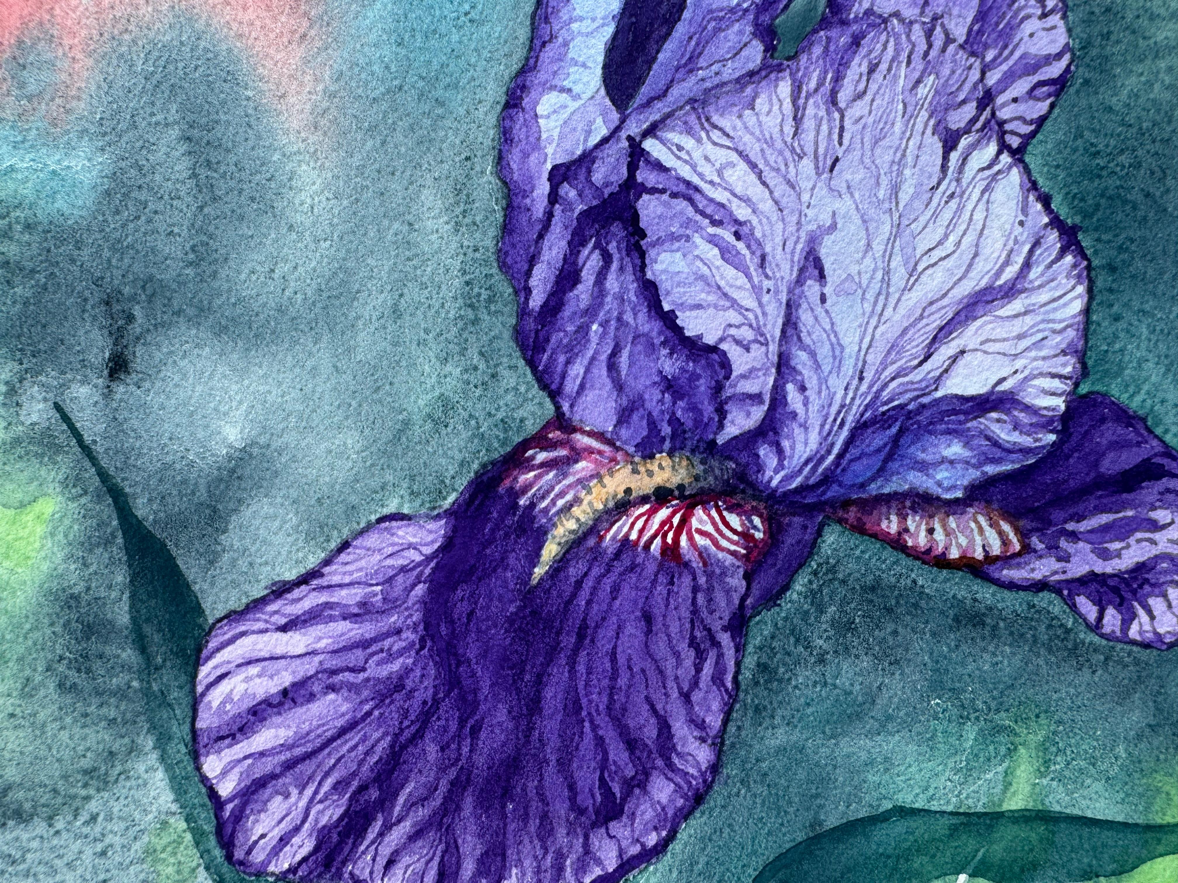 Iris viola #3, Pittura originale - Still-Life Blu di Jay Jensen