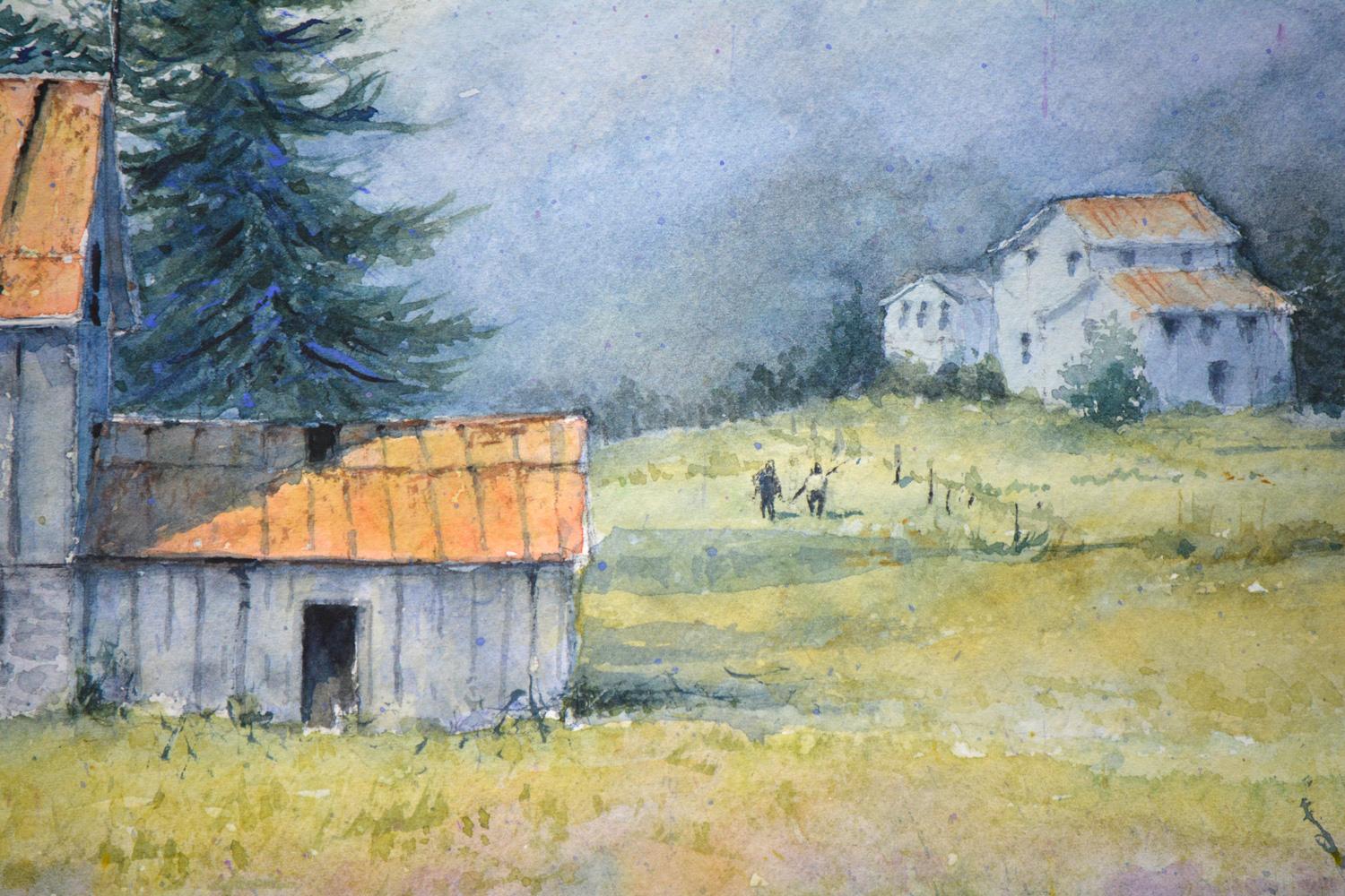 Cada Año Llega la Primavera, Pintura Original - Interior Art Gris de Judy Mudd