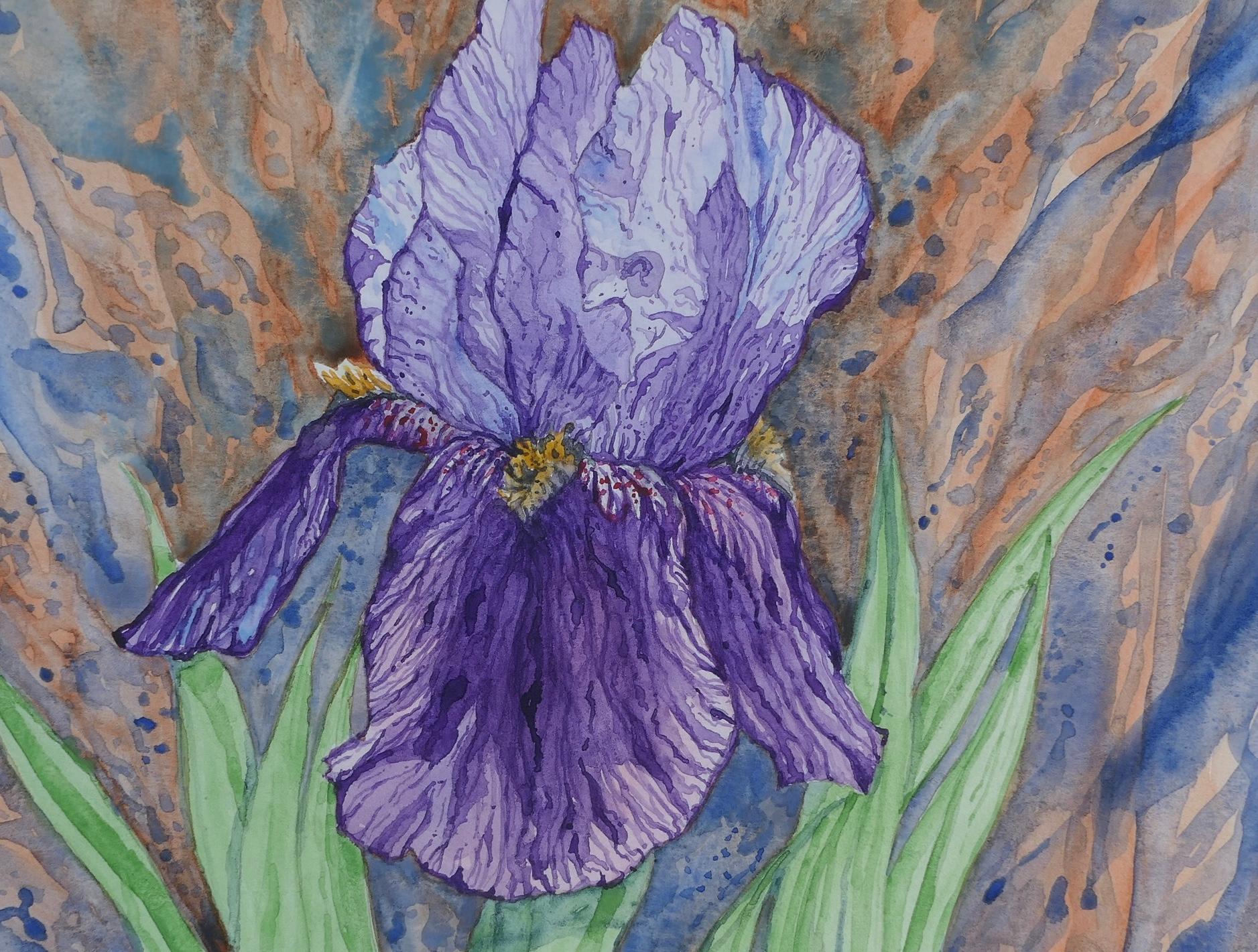 Iris púrpura nº 2, Pintura original - Still-Life Gris de Jay Jensen