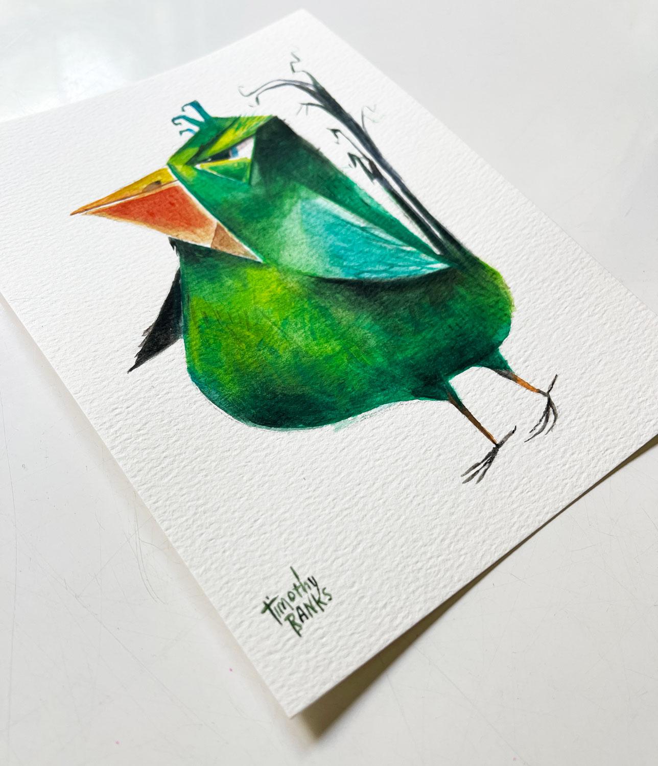 Pájaro de césped, Pintura original - Art de Timothy Banks