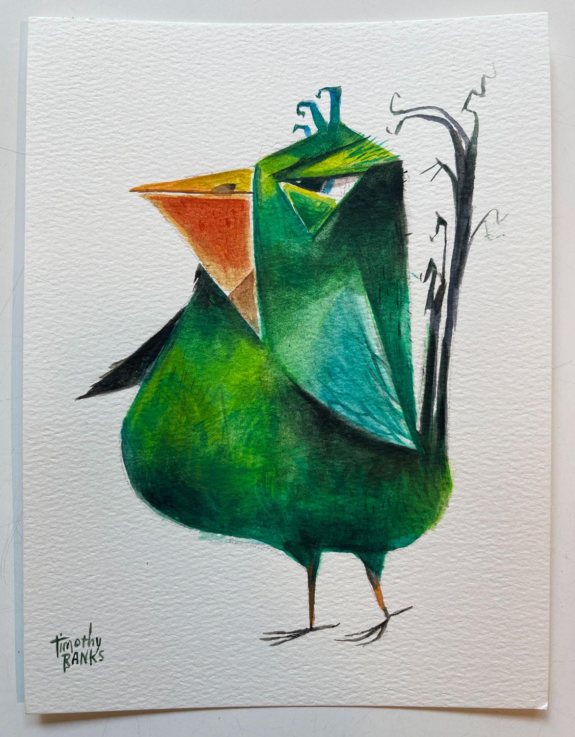 Pájaro de césped, Pintura original - Art Contemporáneo de Timothy Banks