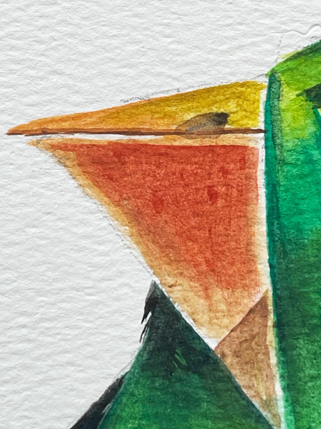 Pájaro de césped, Pintura original - Animal Art Gris de Timothy Banks