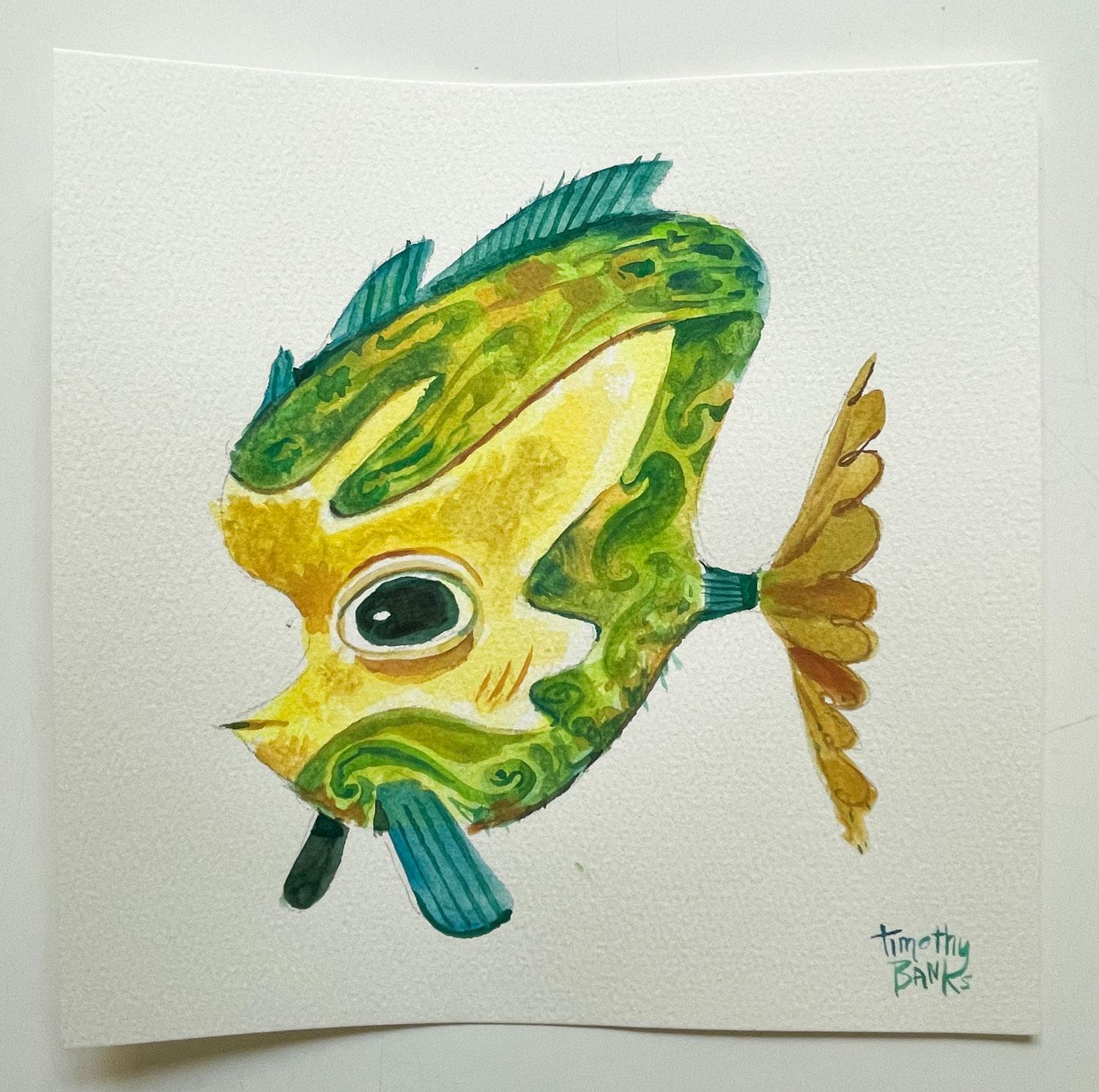 Paisley Fish, peinture originale - Contemporain Art par Timothy Banks