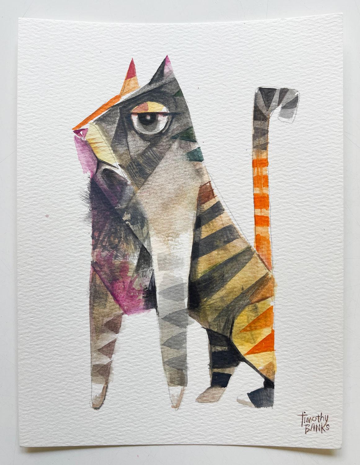 Gato LayerCake, Pintura original - Art Contemporáneo de Timothy Banks