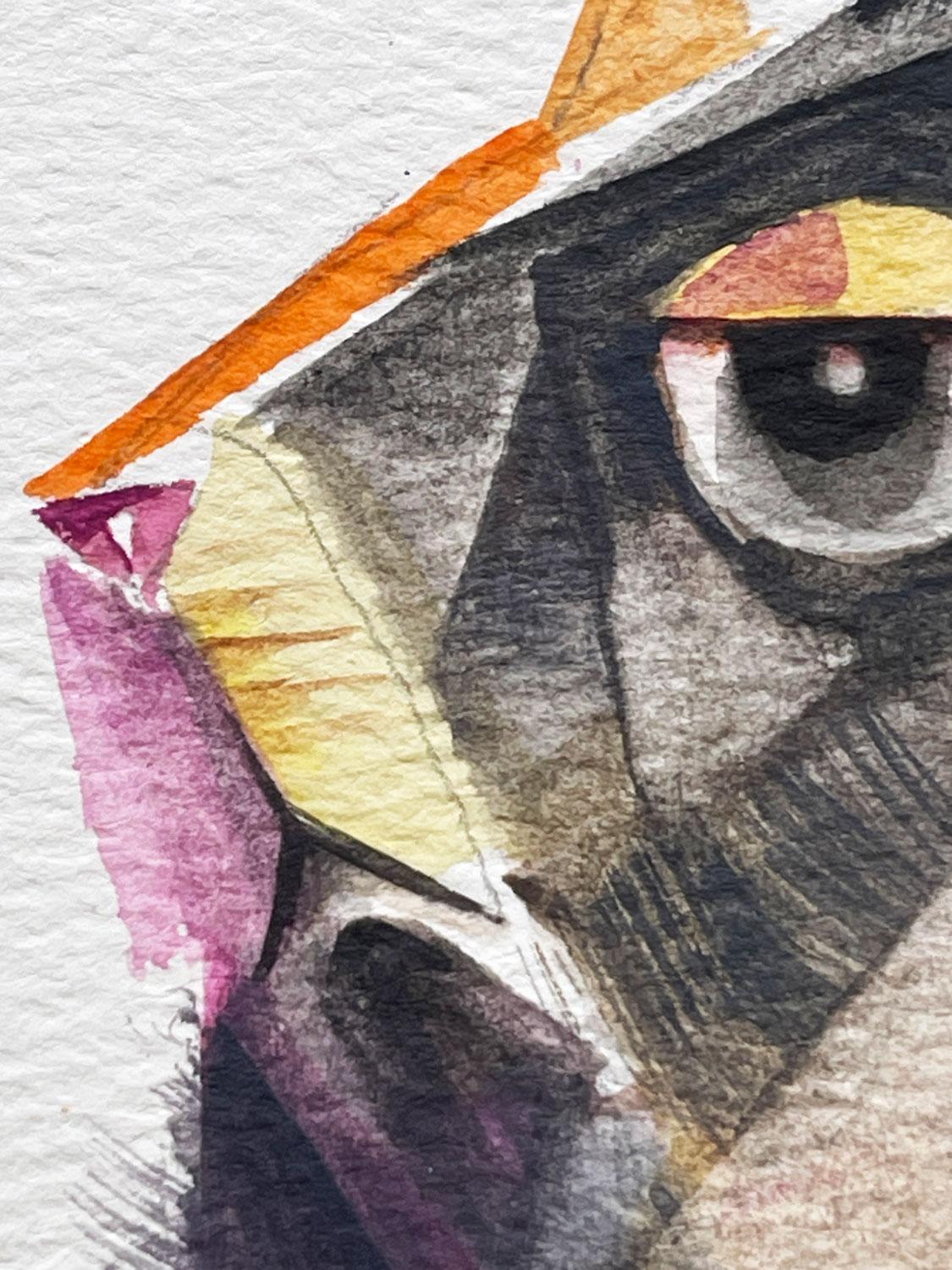 Gato LayerCake, Pintura original - Animal Art Gris de Timothy Banks