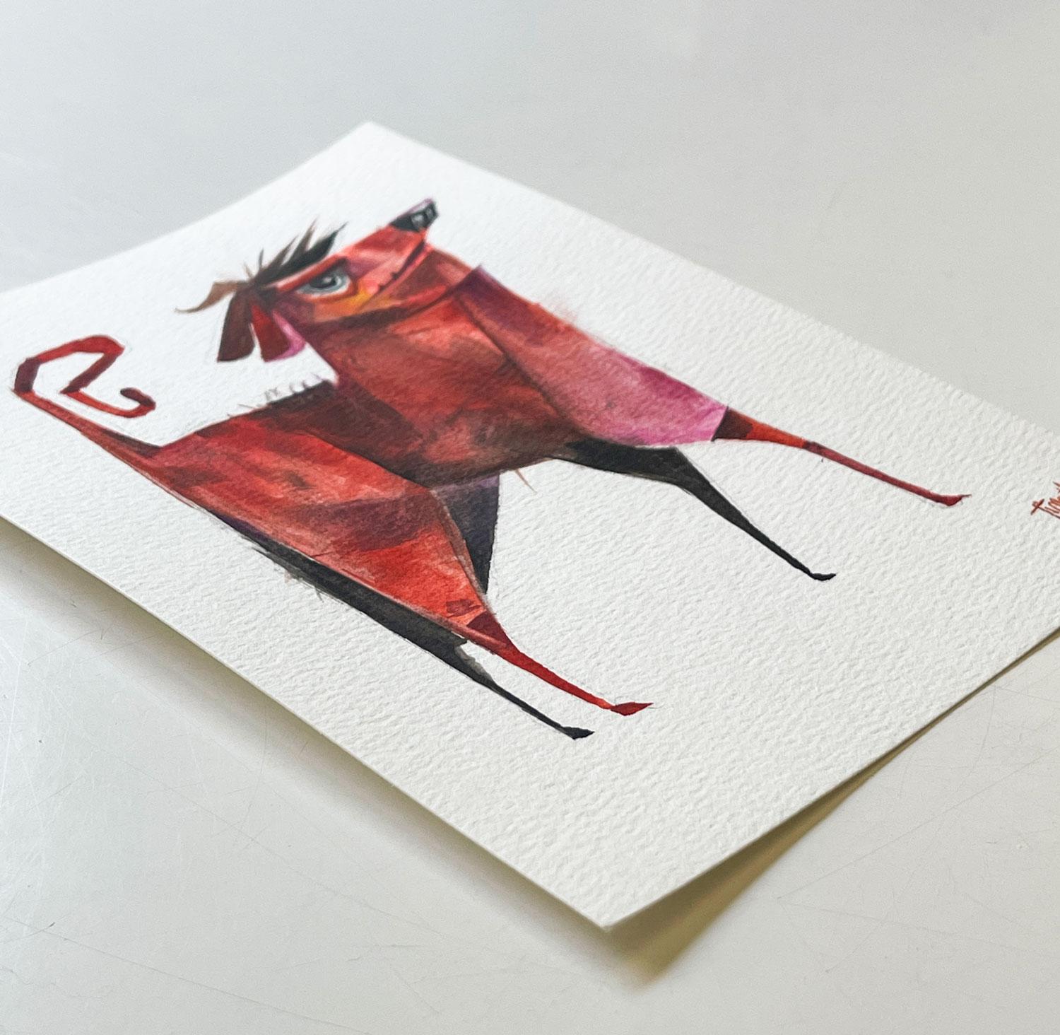 Chien rouge, peinture originale - Art de Timothy Banks