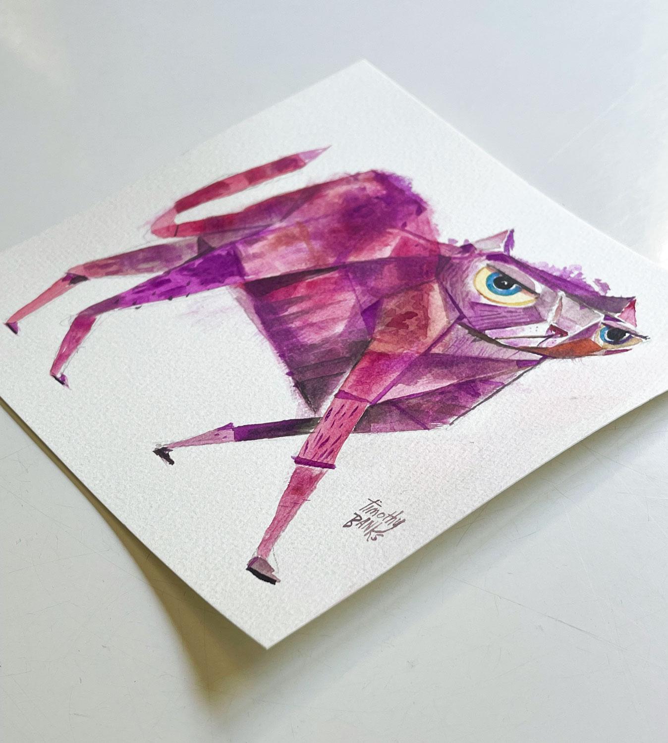Chat en tissu, peinture originale - Art de Timothy Banks