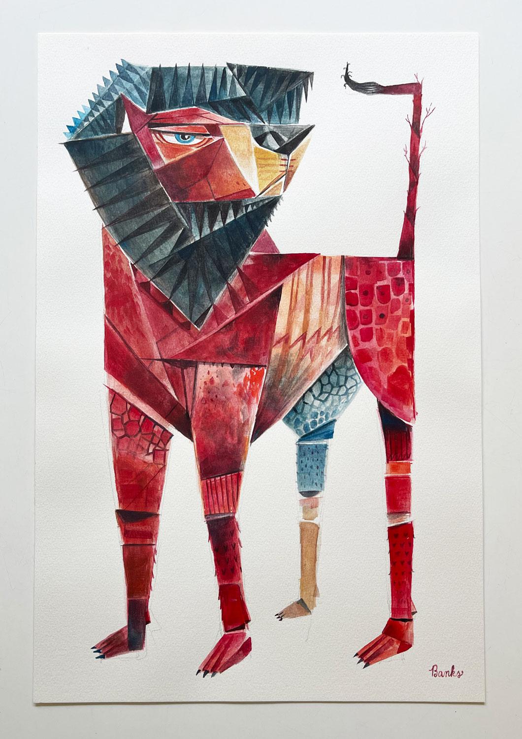 Lion Guard, peinture originale - Contemporain Art par Timothy Banks