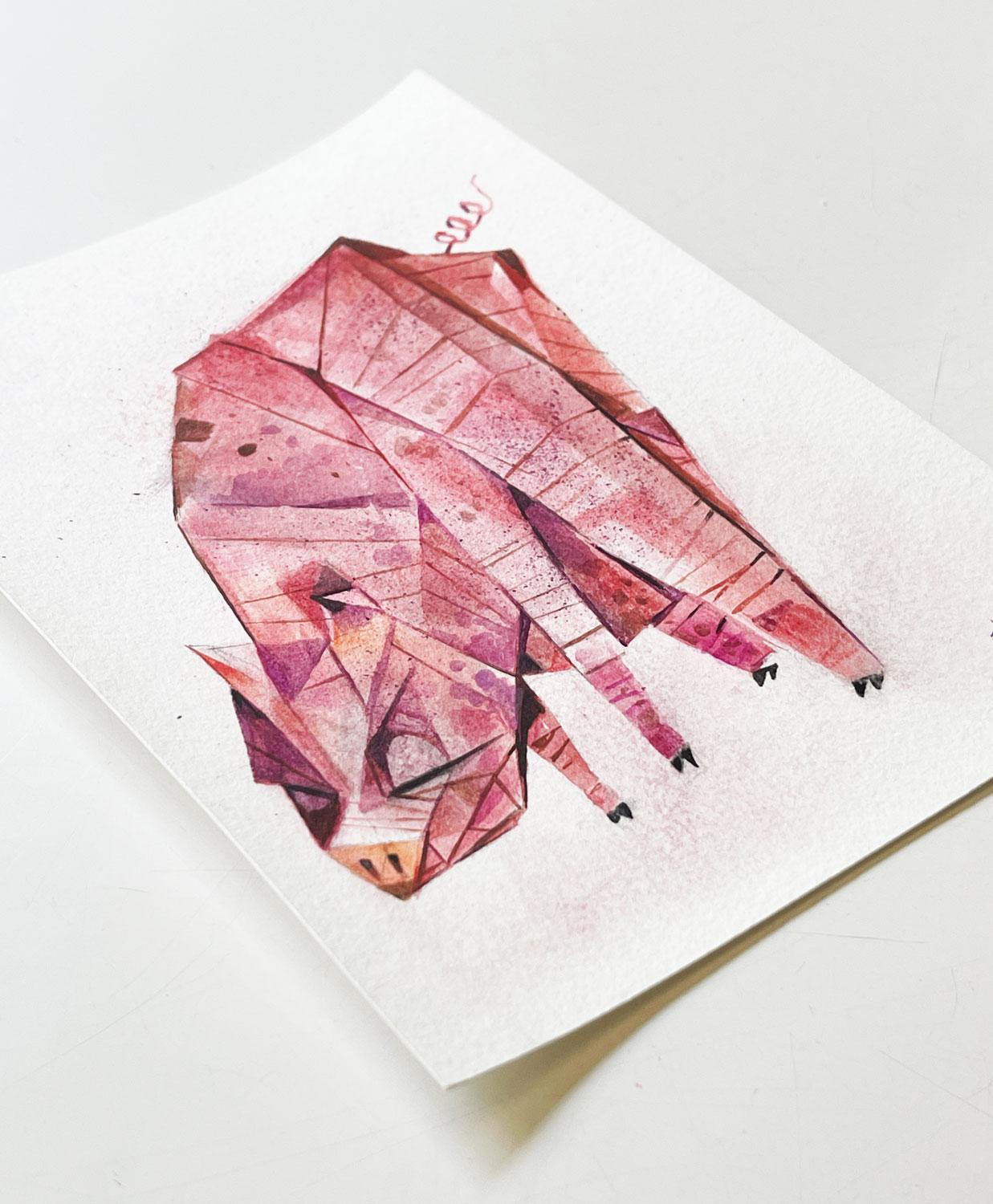 Cochon, peinture originale - Art de Timothy Banks