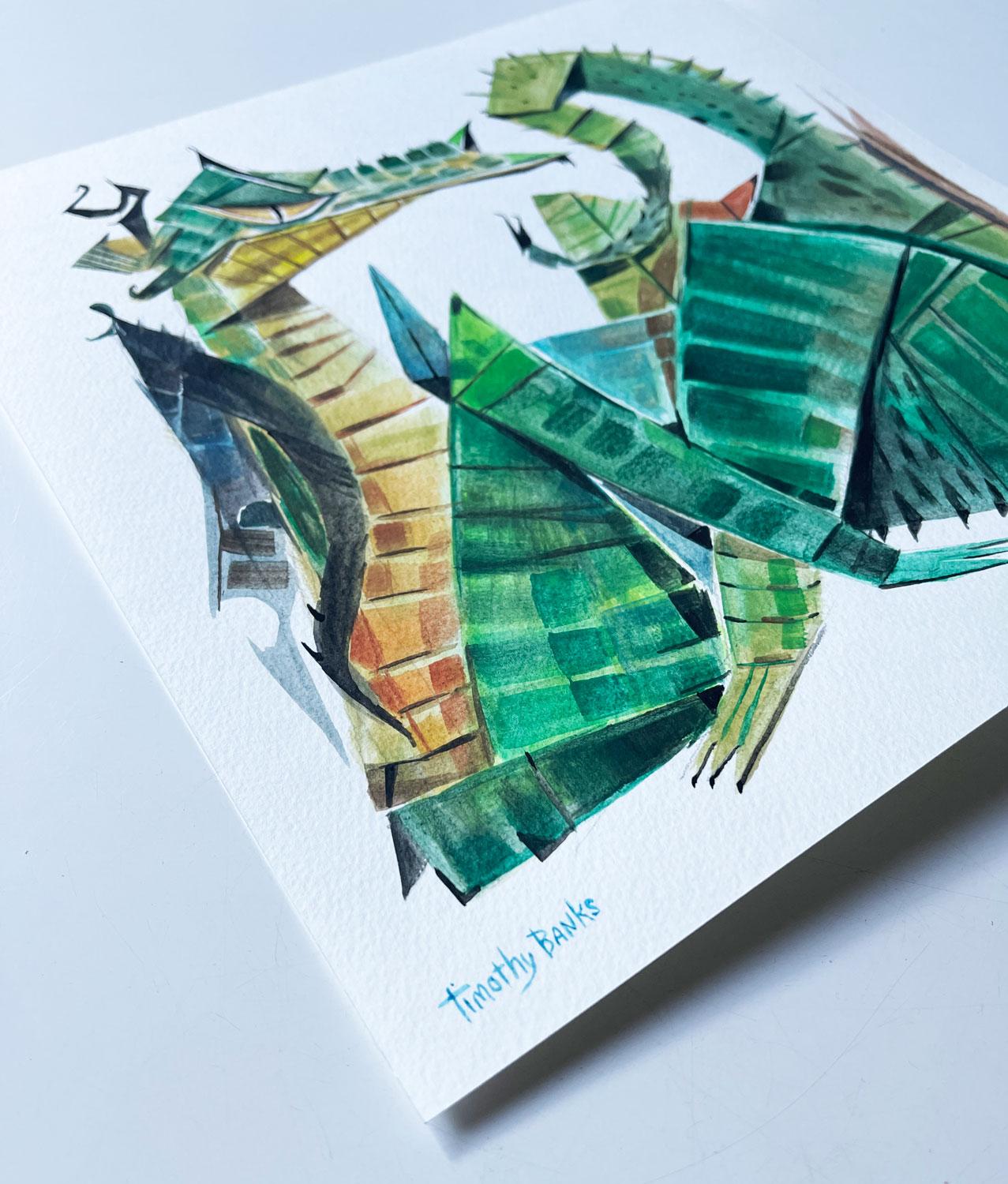 Dragón en reposo, Pintura original - Art de Timothy Banks