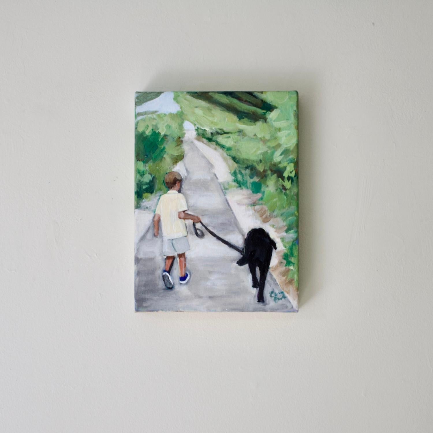 Passeggiata con il cane, dipinto originale - Painting Impressionismo di Carey Parks