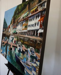 Boat Docks in San Sebastian, Oil Painting
