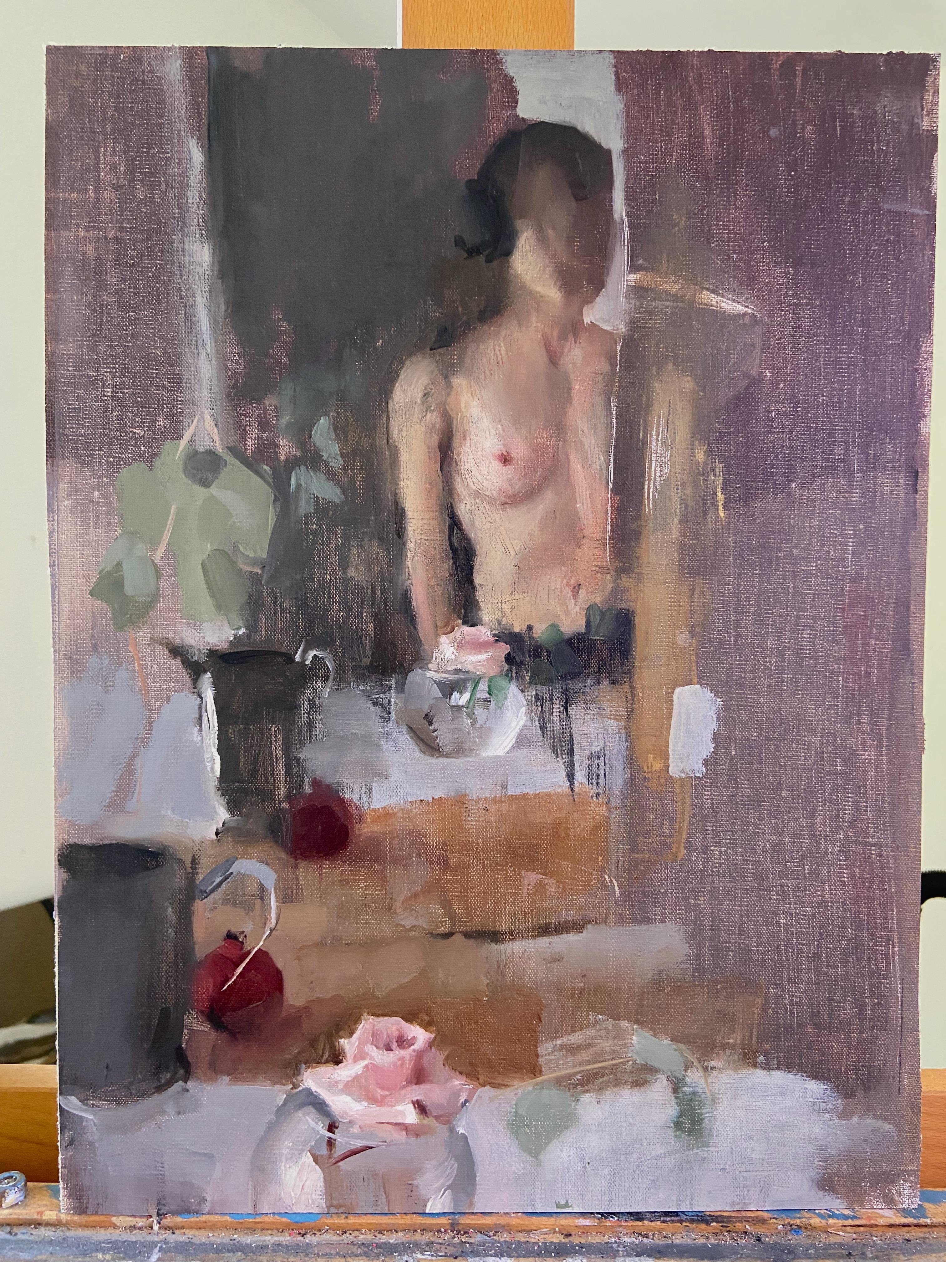 <p>Commenti dell'artista<br>L'artista Sara Sisun ha dipinto questo Self-Portrait da uno specchio nel suo studio di Boulder, in Colorado. Fiori, cuffie e altri oggetti domestici aggiungono un tocco personale alla scena. La pennellata sciolta aggiunge