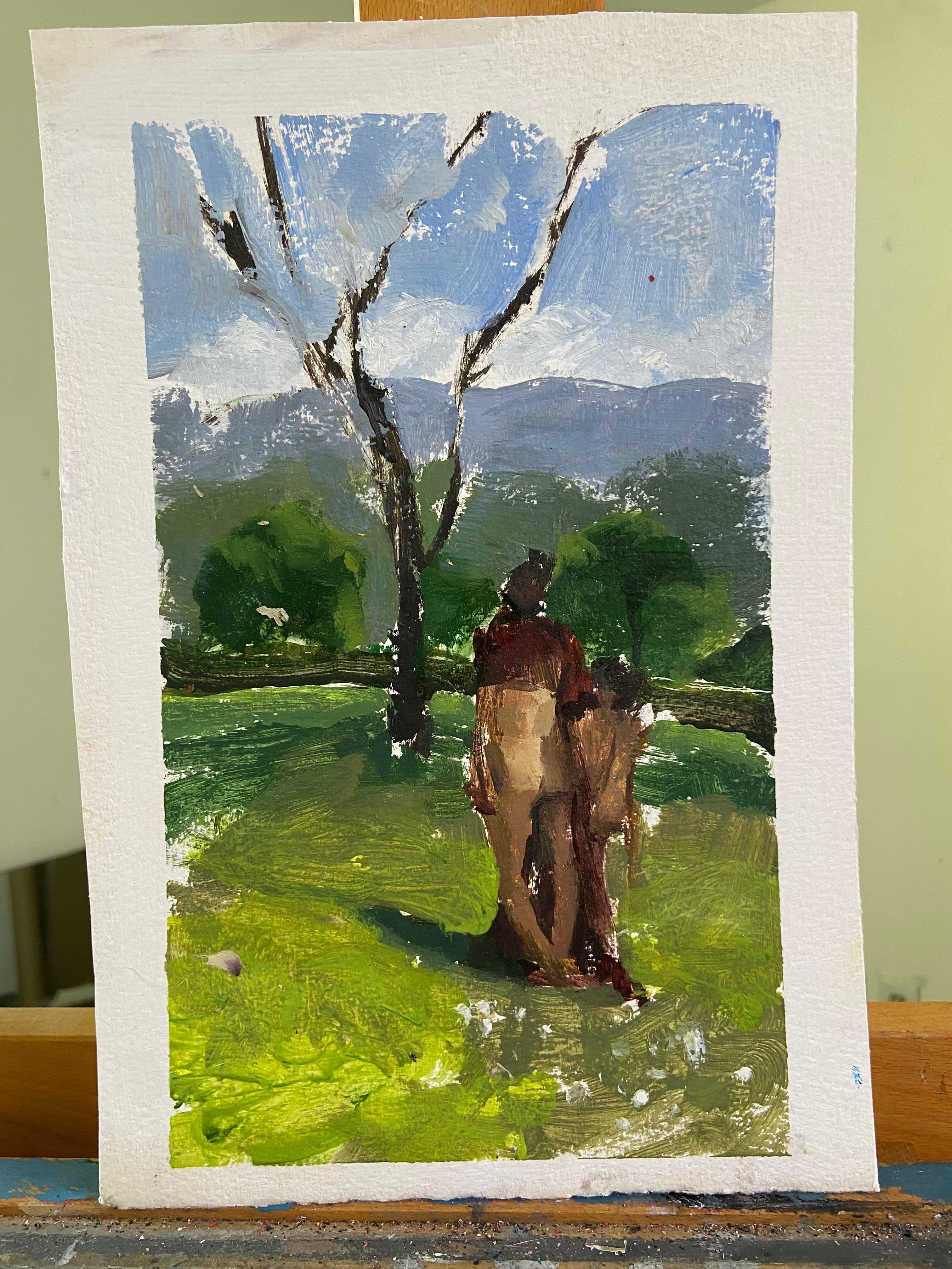 Figure in un paesaggio, pittura a olio - Painting Impressionismo di Sara Sisun