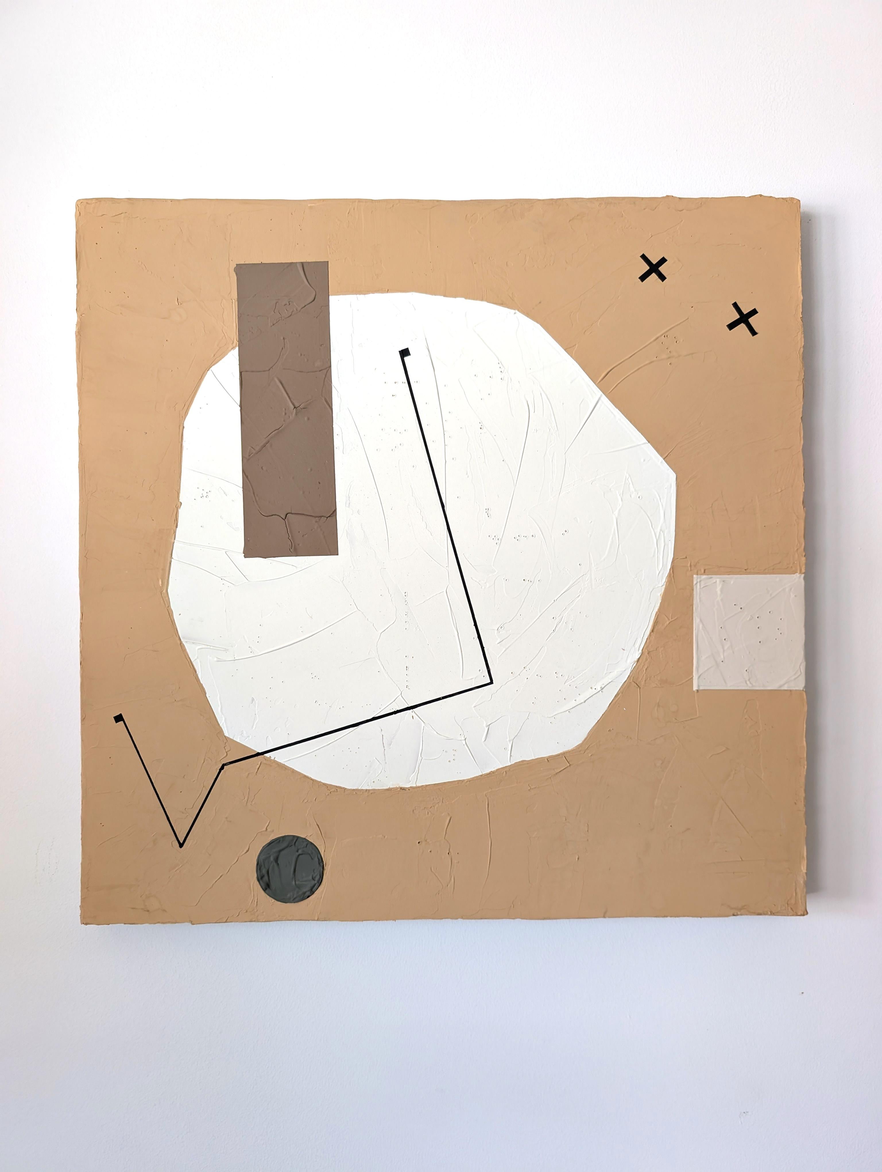 <p>Commentaires de l'artiste<br>Un arrangement de formes organiques et graphiques crée une composition abstraite. L'artiste Sally Morris Clark a réalisé l'œuvre avec un hybride durable de peinture et de plâtre. Le titre de l'œuvre se traduit par