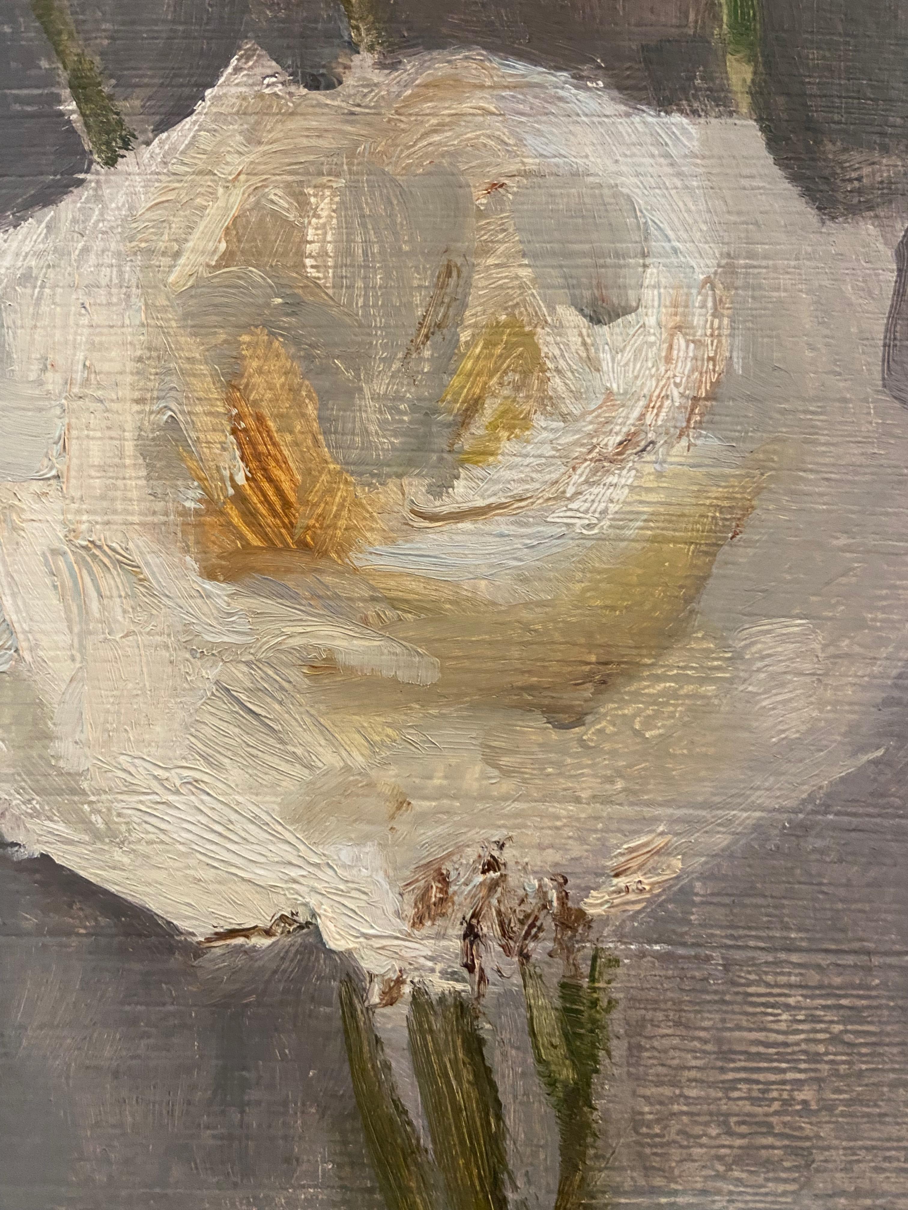 Rosa Bianca, Pittura a olio in vendita 1
