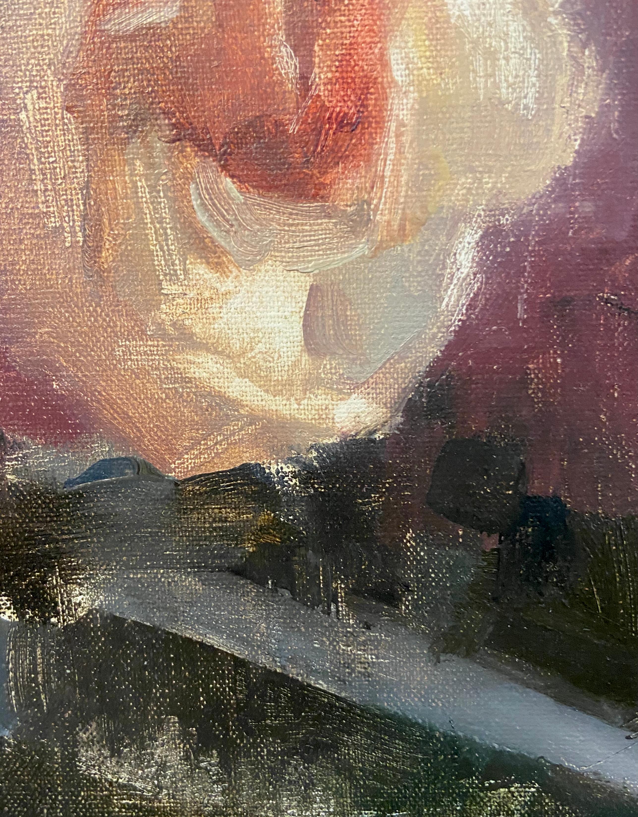 Rose flétrie, pêche, couteau, peinture à l'huile en vente 1