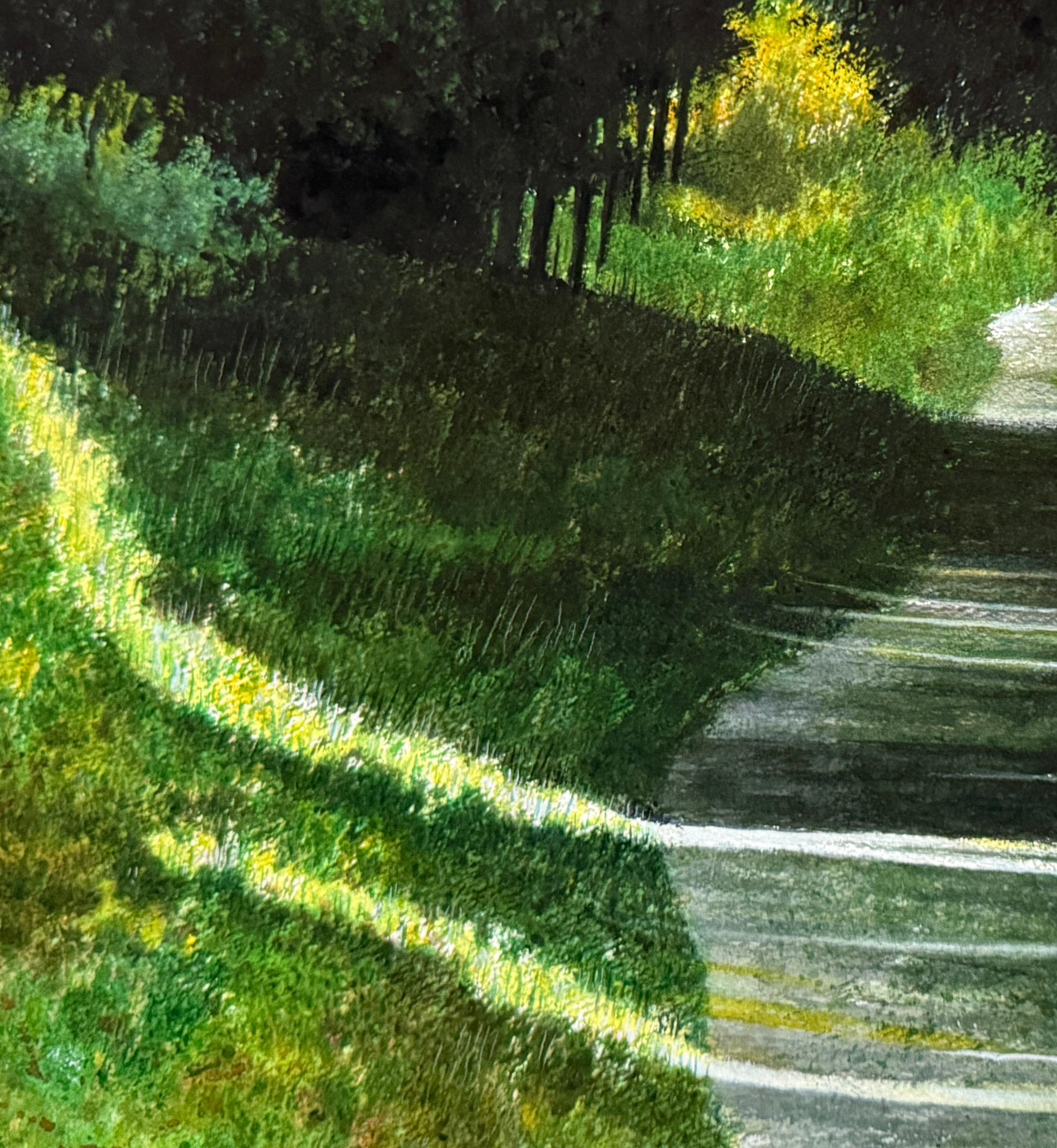 Splendere attraverso, dipinto originale - Landscape Art Verde di Vic Roschkov