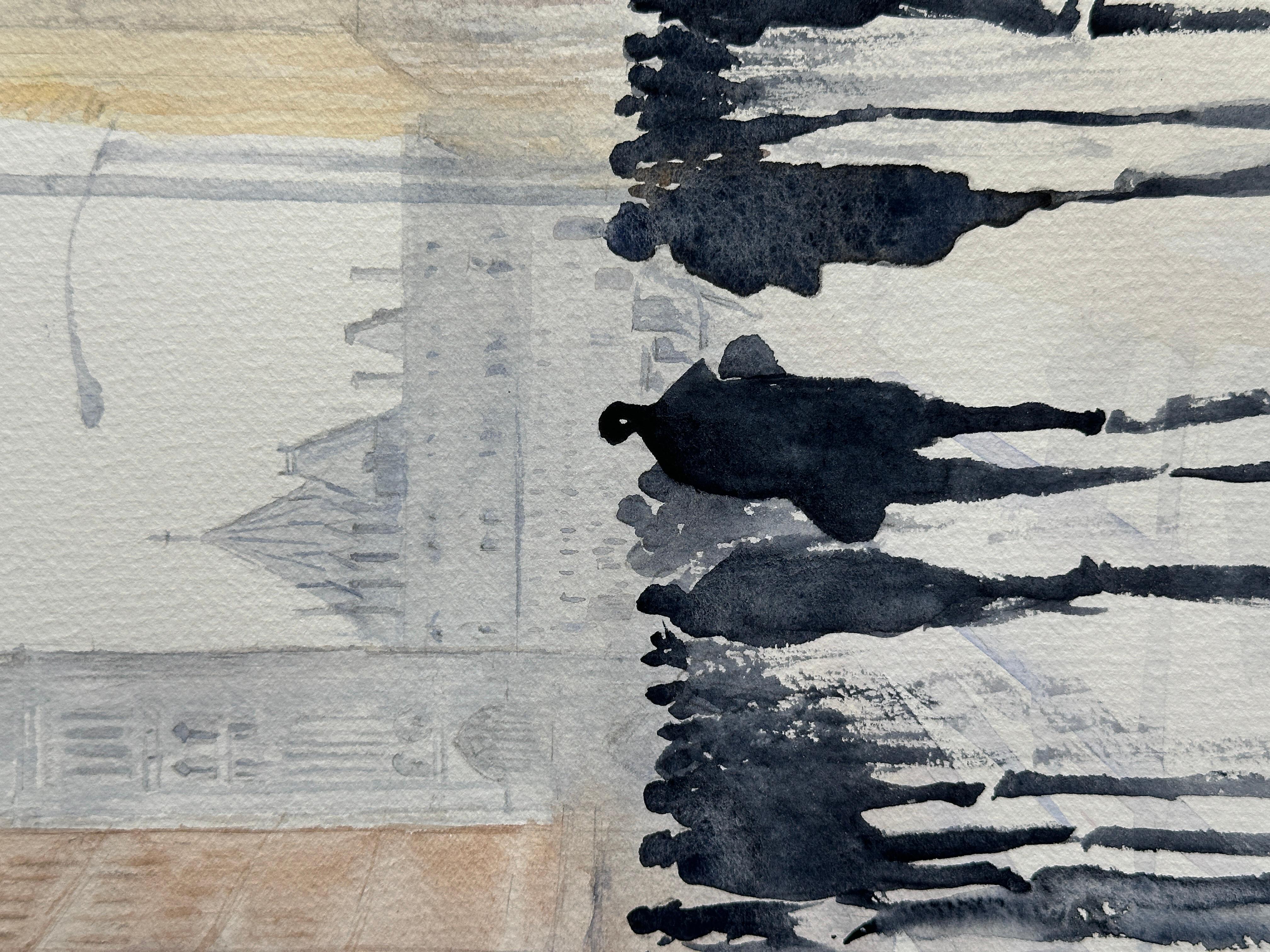 The Tour, Original Painting - Gray Interior Art by Maurice Dionne
