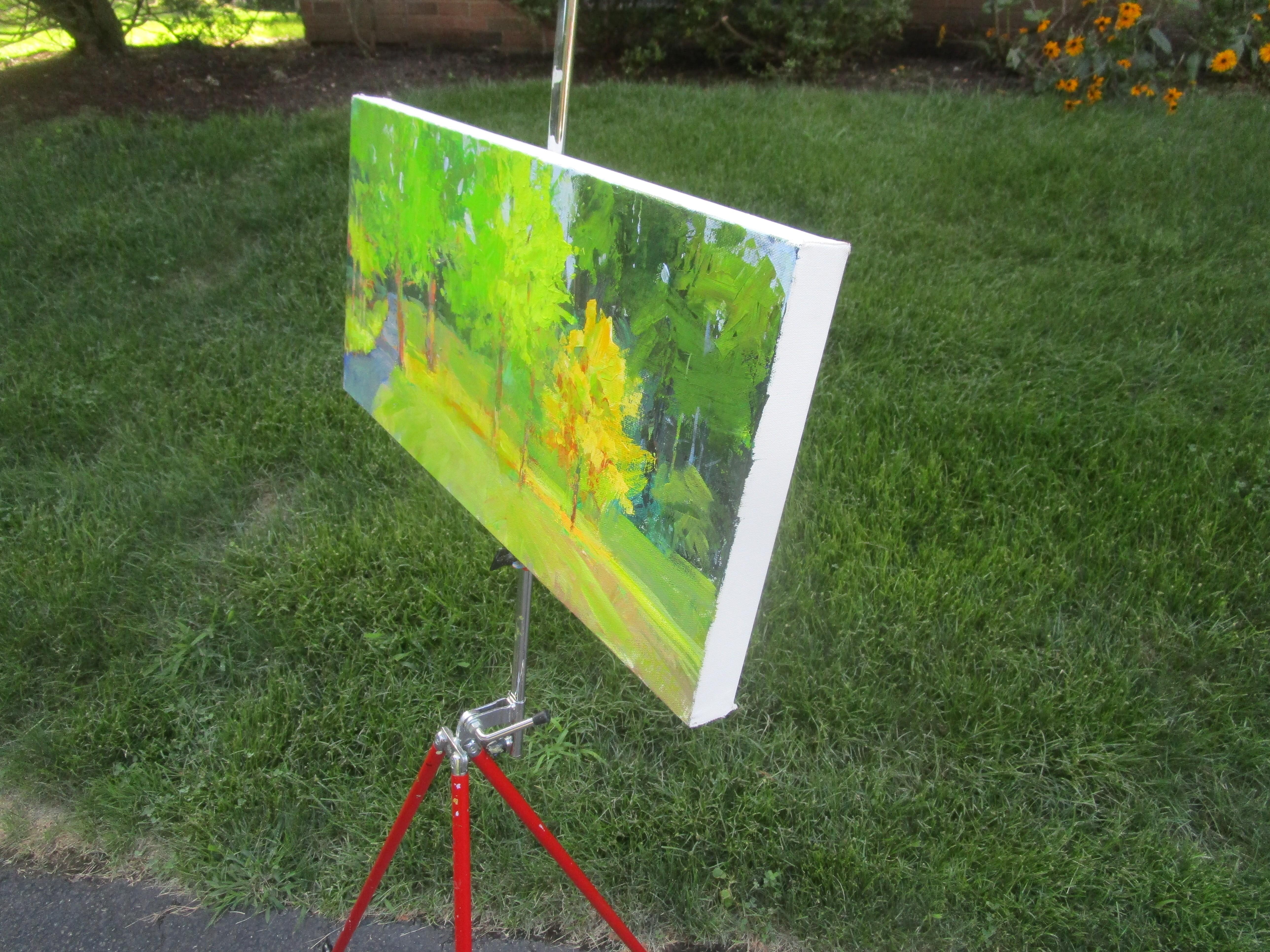 Trees in the Park, Original Painting - Impressionist Art by Janet Dyer