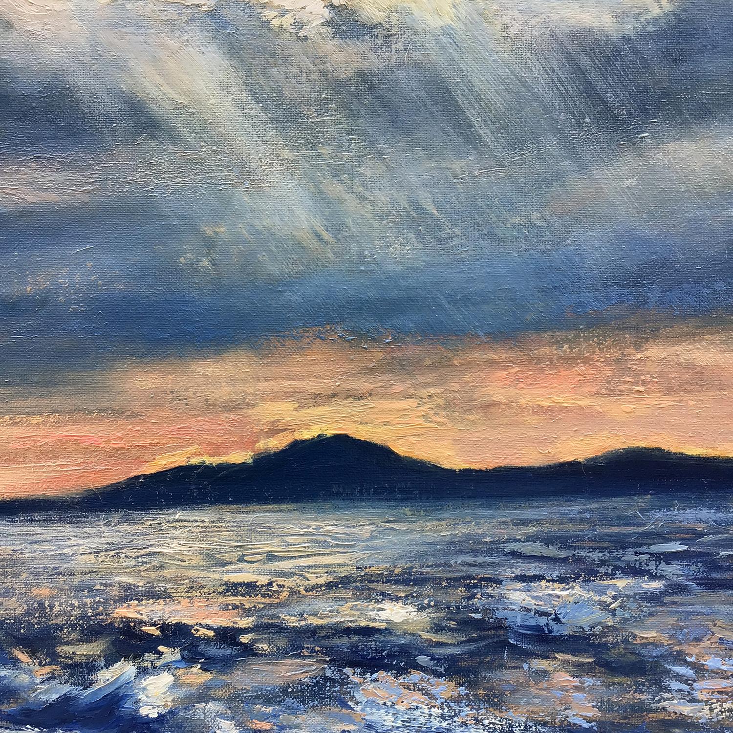 Plage de Mandalay, crépuscule, peinture à l'huile en vente 1