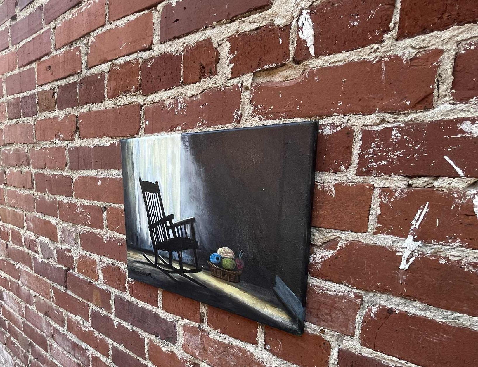 Chaise berçante, peinture à l'huile - Impressionnisme Art par Shela Goodman