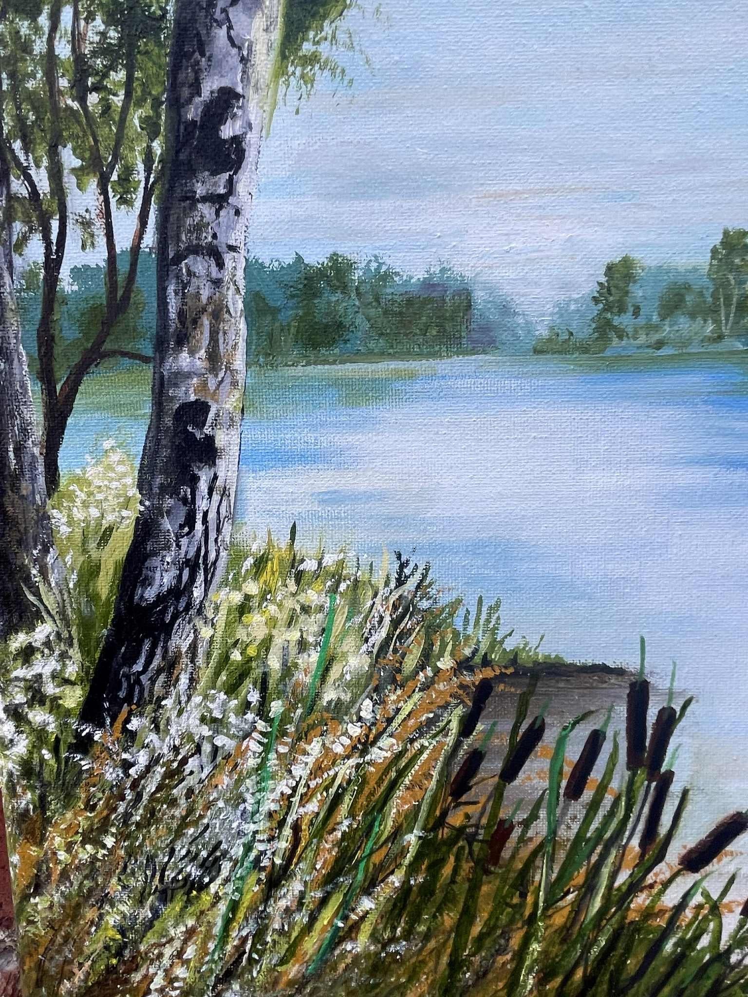 Bord de l'eau, peinture à l'huile en vente 1
