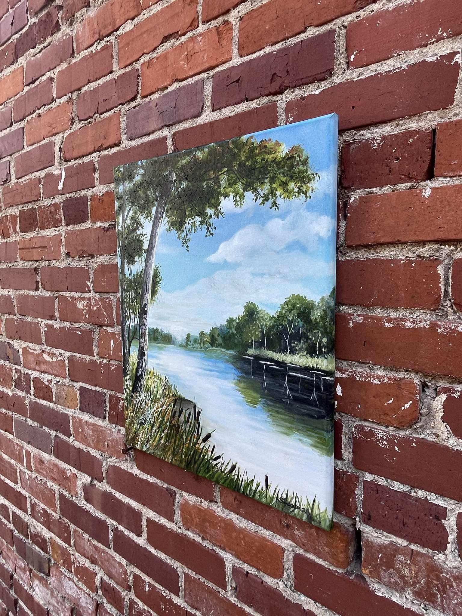 Bord de l'eau, peinture à l'huile - Impressionnisme Art par Shela Goodman