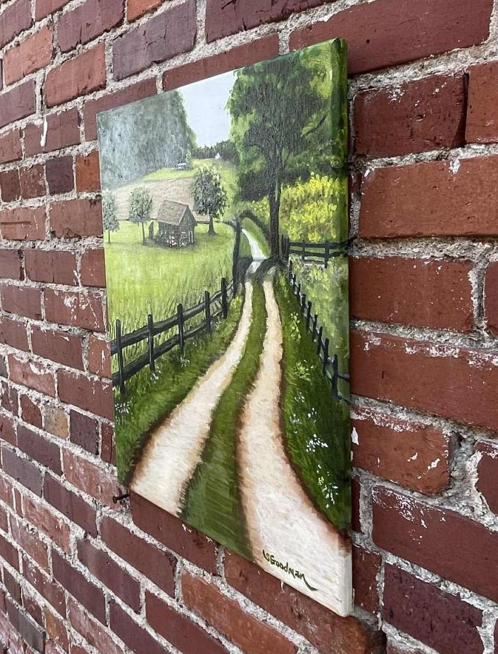 Route de campagne, peinture à l'huile - Painting de Shela Goodman