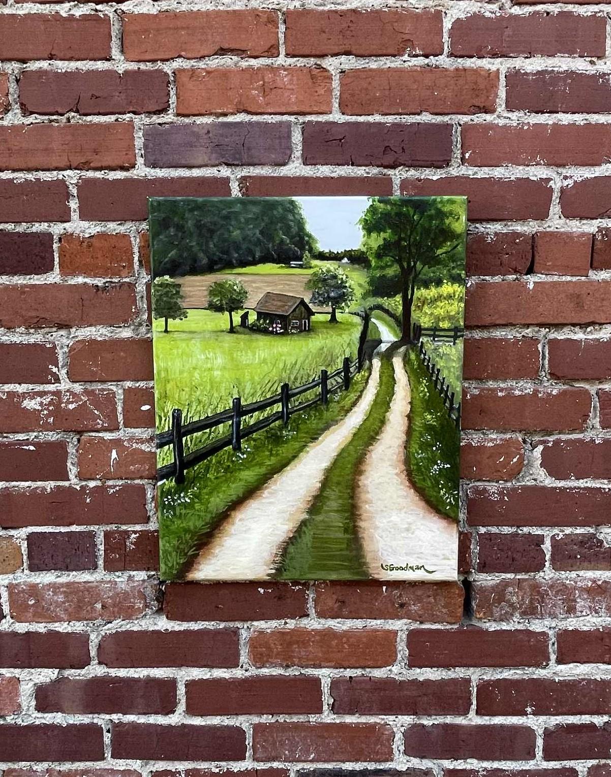 Route de campagne, peinture à l'huile - Impressionnisme Painting par Shela Goodman