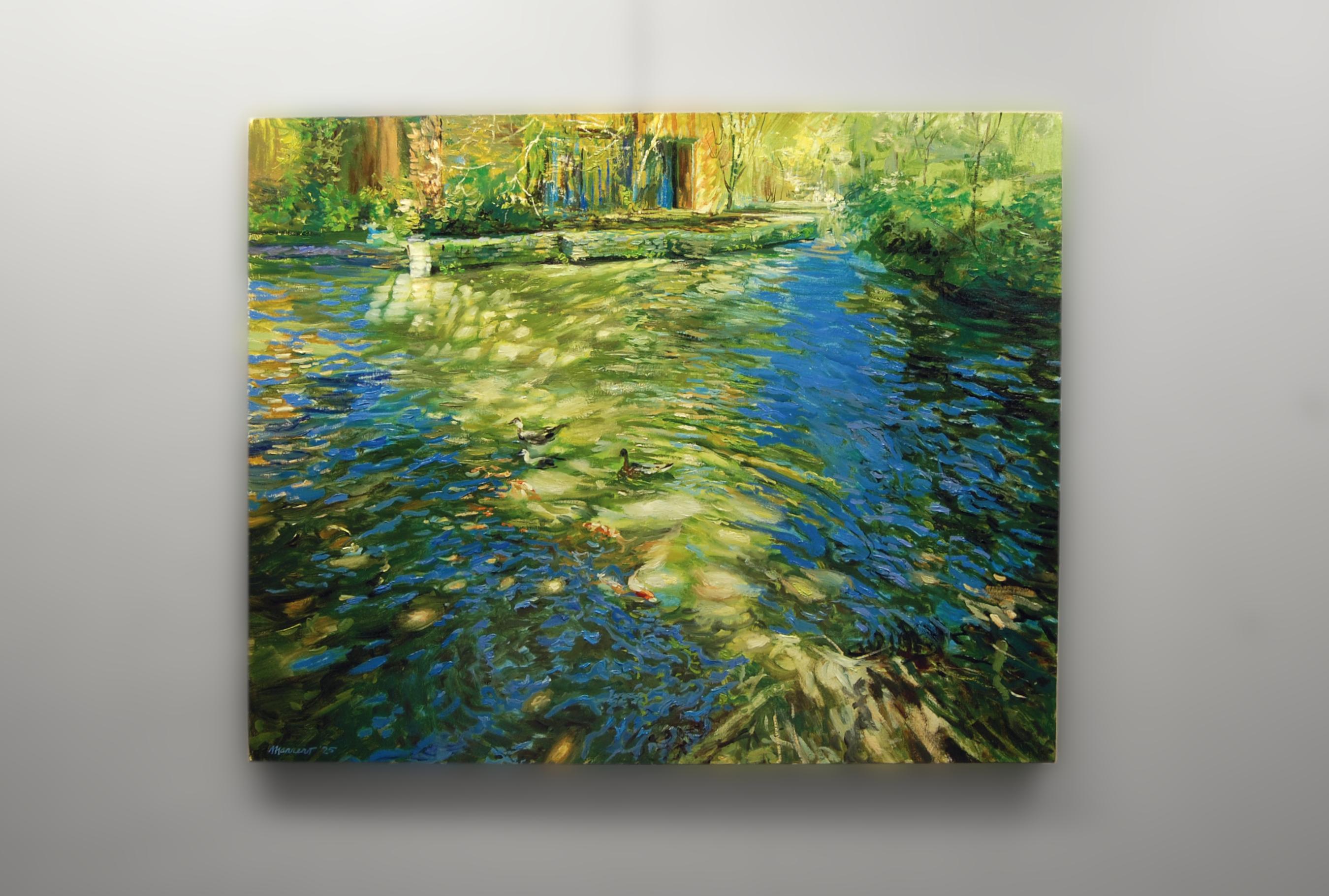 Le vent dans les saules, peinture à l'huile - Impressionnisme Painting par Onelio Marrero