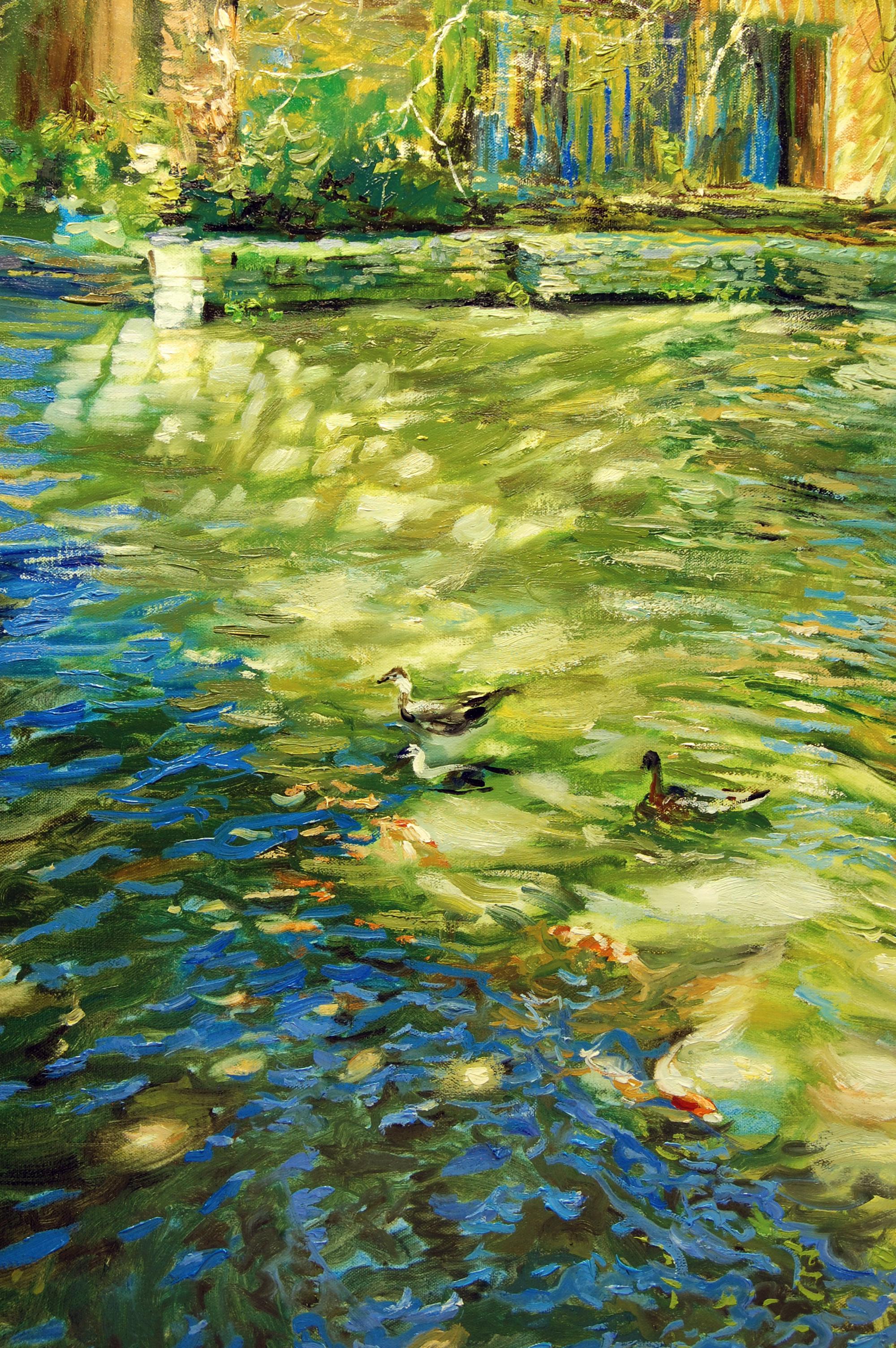 Le vent dans les saules, peinture à l'huile - Noir Landscape Painting par Onelio Marrero