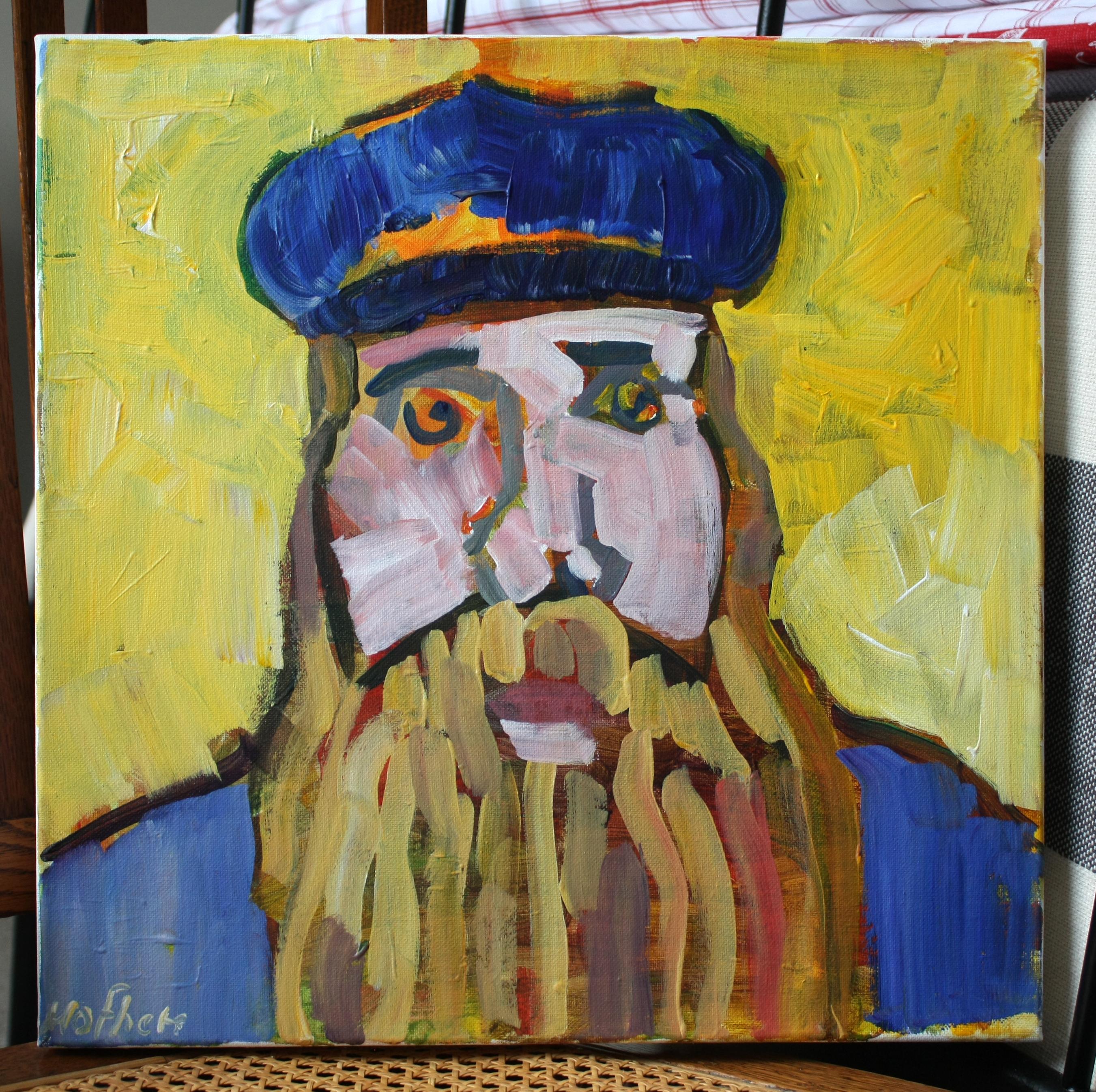 Homme à la barbe (d'après Van Gogh), peinture originale - Expressionniste Painting par Robert Hofherr