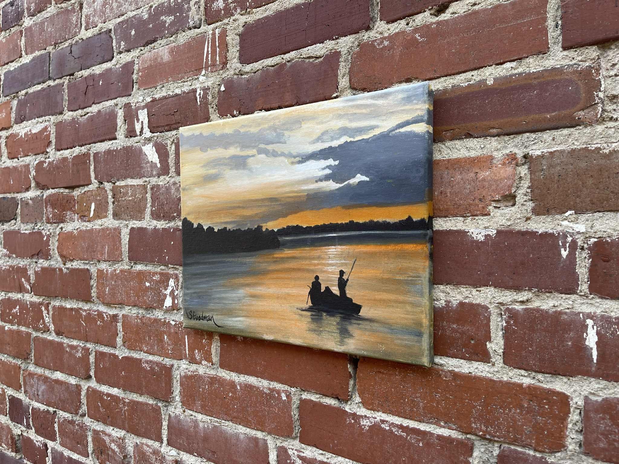Fishing, Oil Painting - Impressionist Art by Shela Goodman