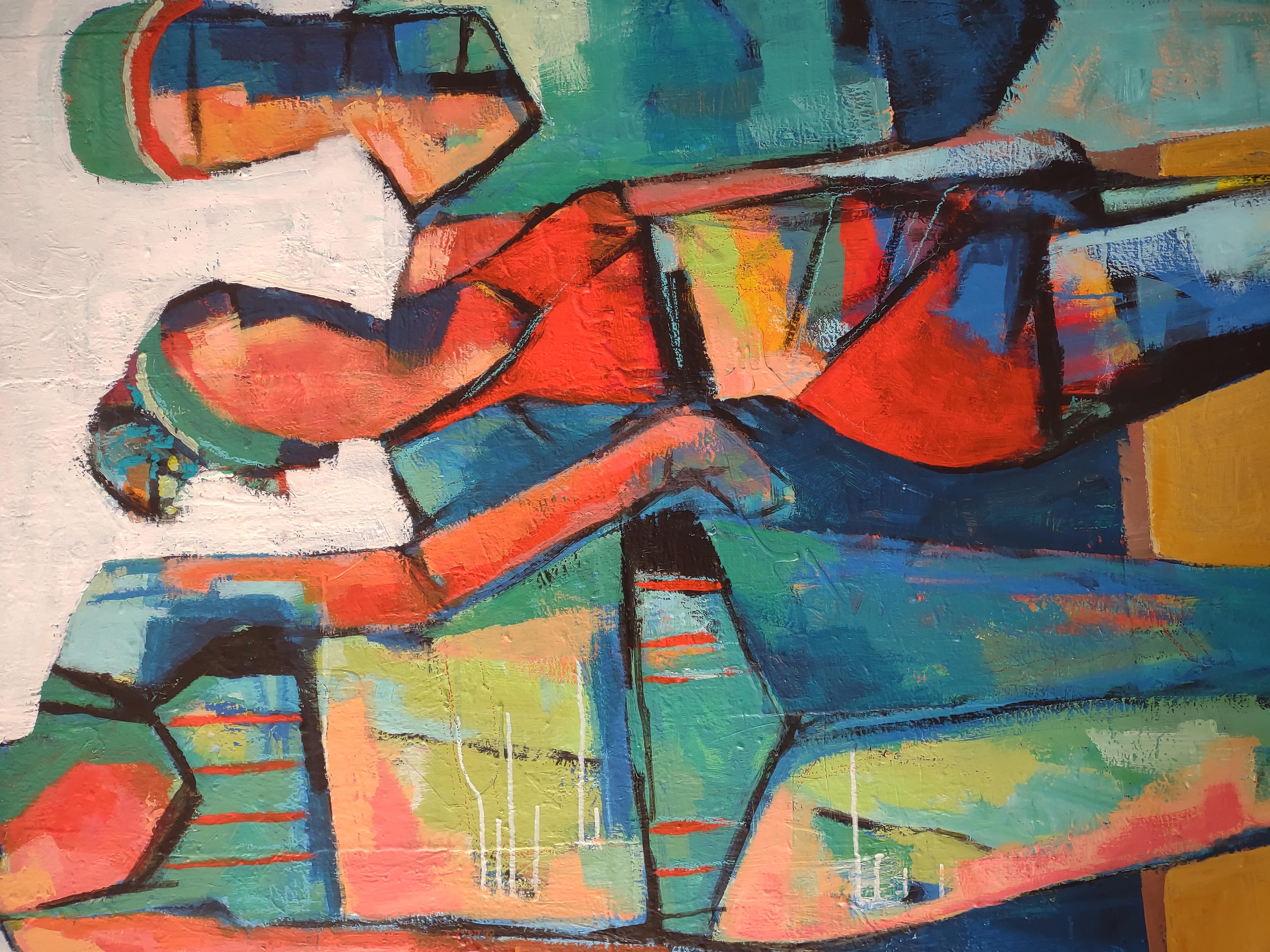 Swim Friends, Originalgemälde (Grau), Figurative Painting, von Gail Ragains