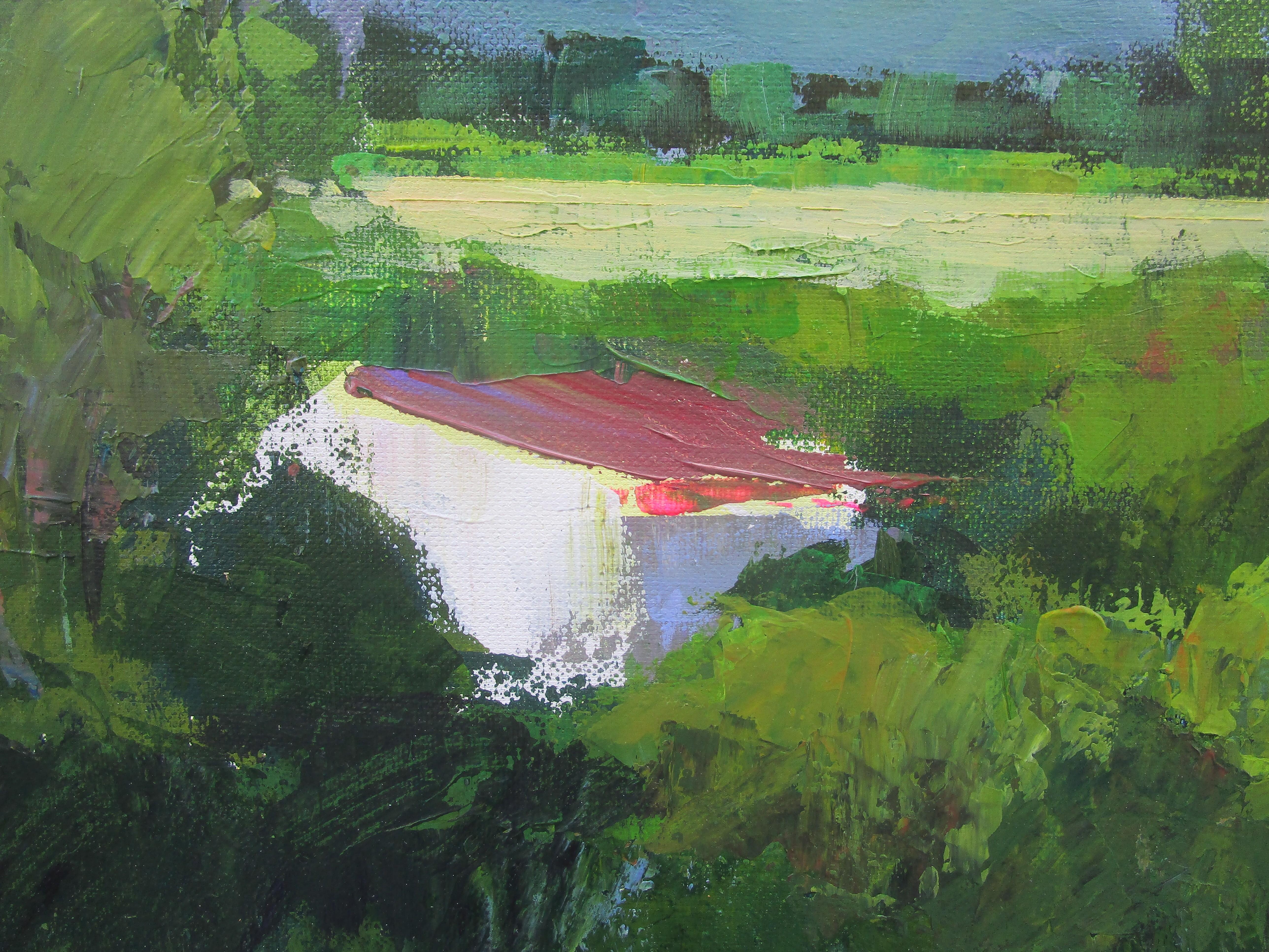 Houses by Field, Provence, Original Painting im Angebot 1