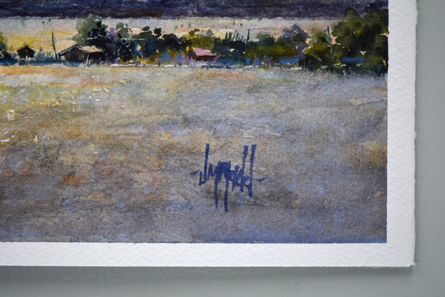 Santa Fe Sunset, Original Painting - Impressionnisme Art par Judy Mudd
