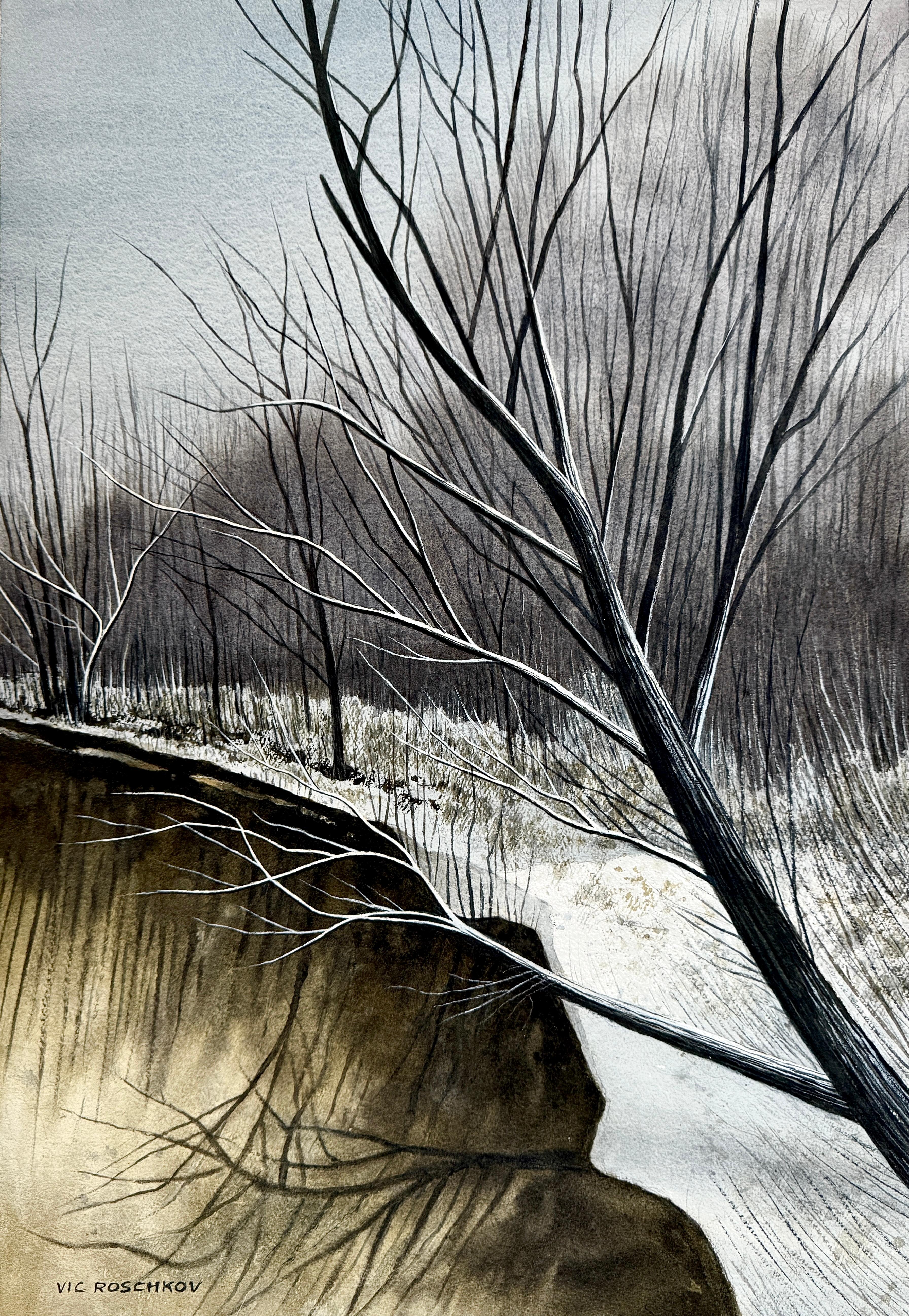 Medium Landscape Drawings and Watercolors