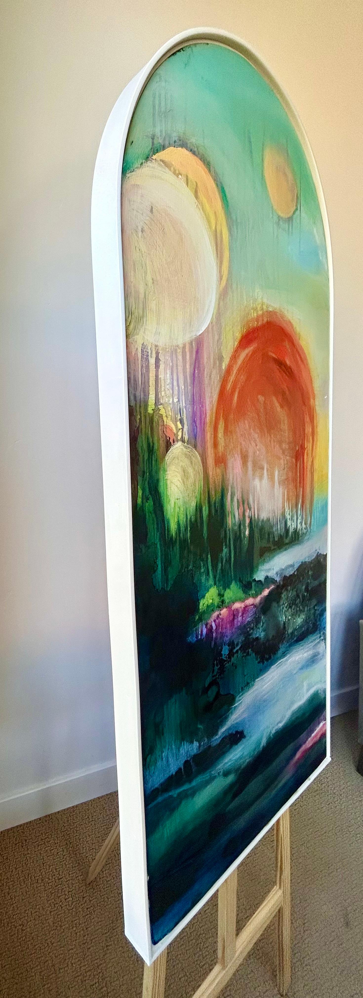 Der Himmel berührt Kawela: 2, Ölgemälde – Painting von Lisa Crosby