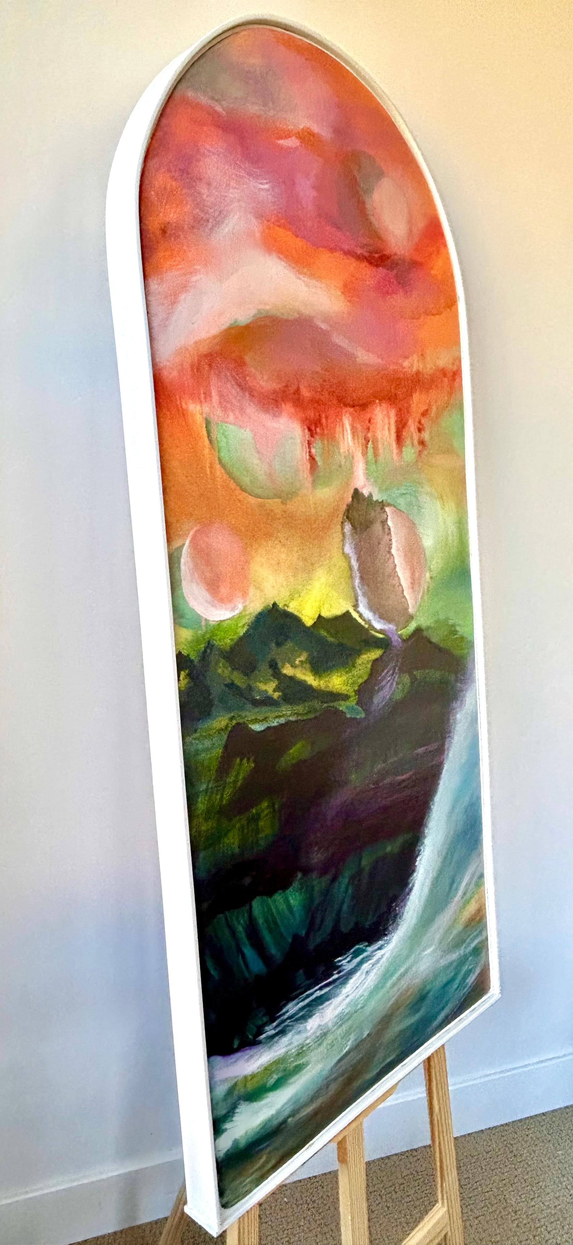 Der Himmel berührt Kawela, Ölgemälde – Painting von Lisa Crosby