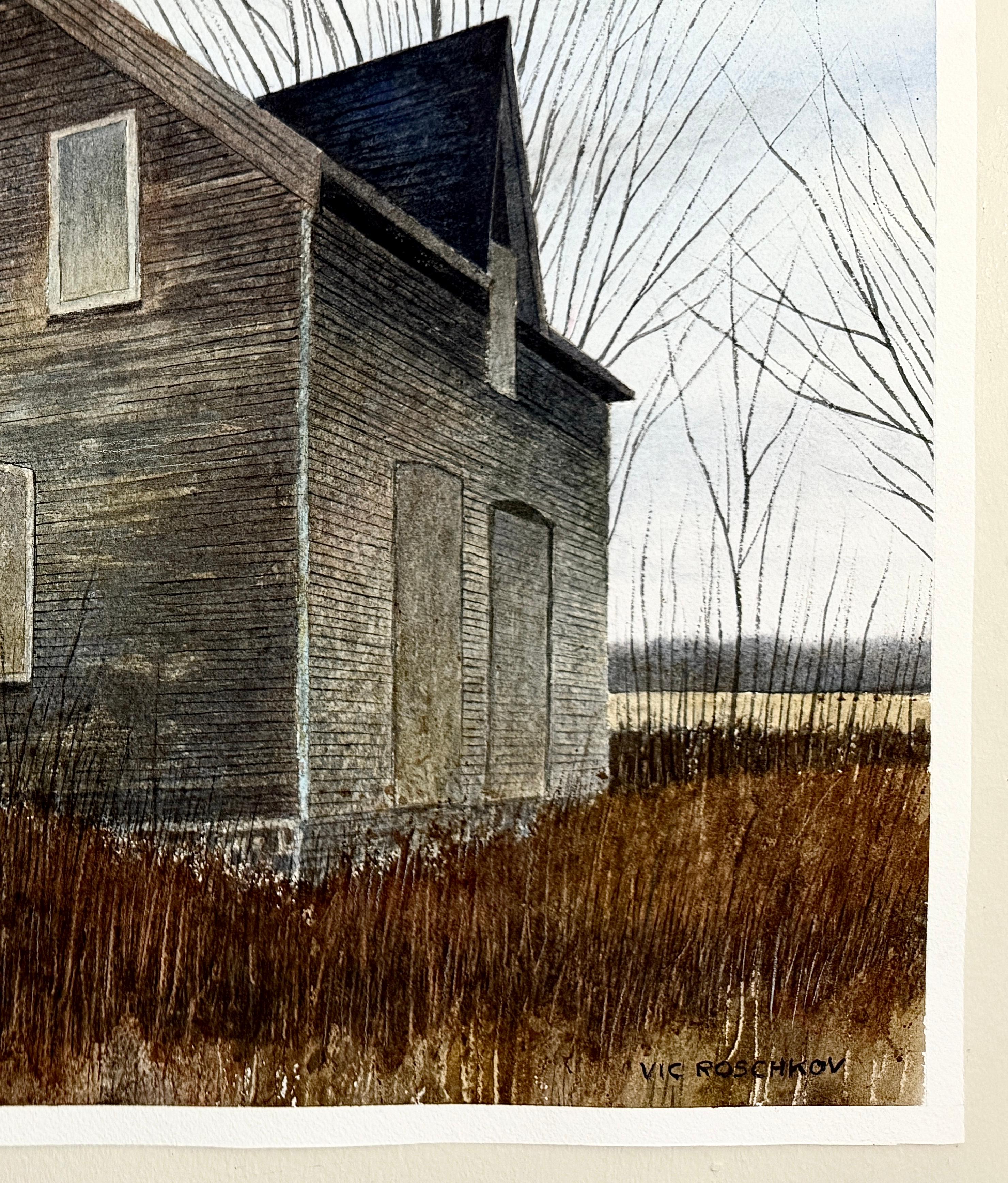 Forgotten Dwelling, Original Painting - Art Realista de Vic Roschkov