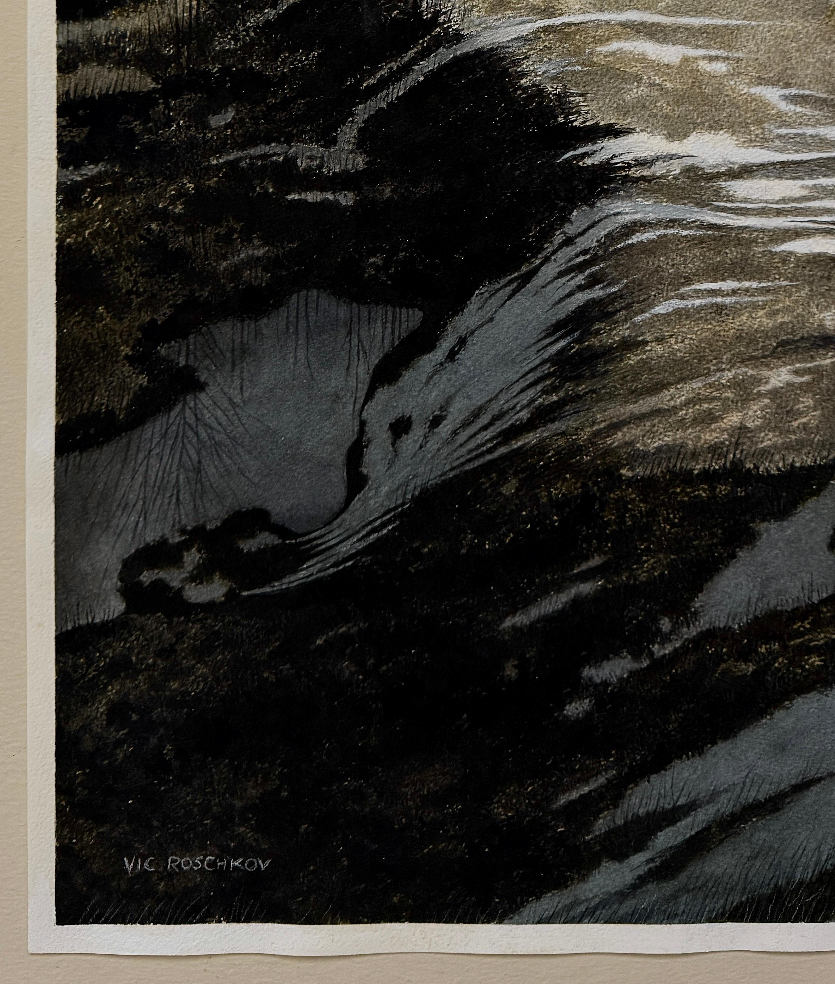 Winter Shadows, Original Painting - Art Realista de Vic Roschkov