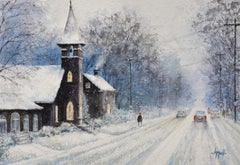 Candlelight amid the Falling Snow, Original Painting