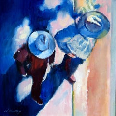 Warren Keating - Chapeaux et ombres à Santa Fe, peinture à l'huile Chapeaux et ombres à Santa Fe, peinture à l'huile