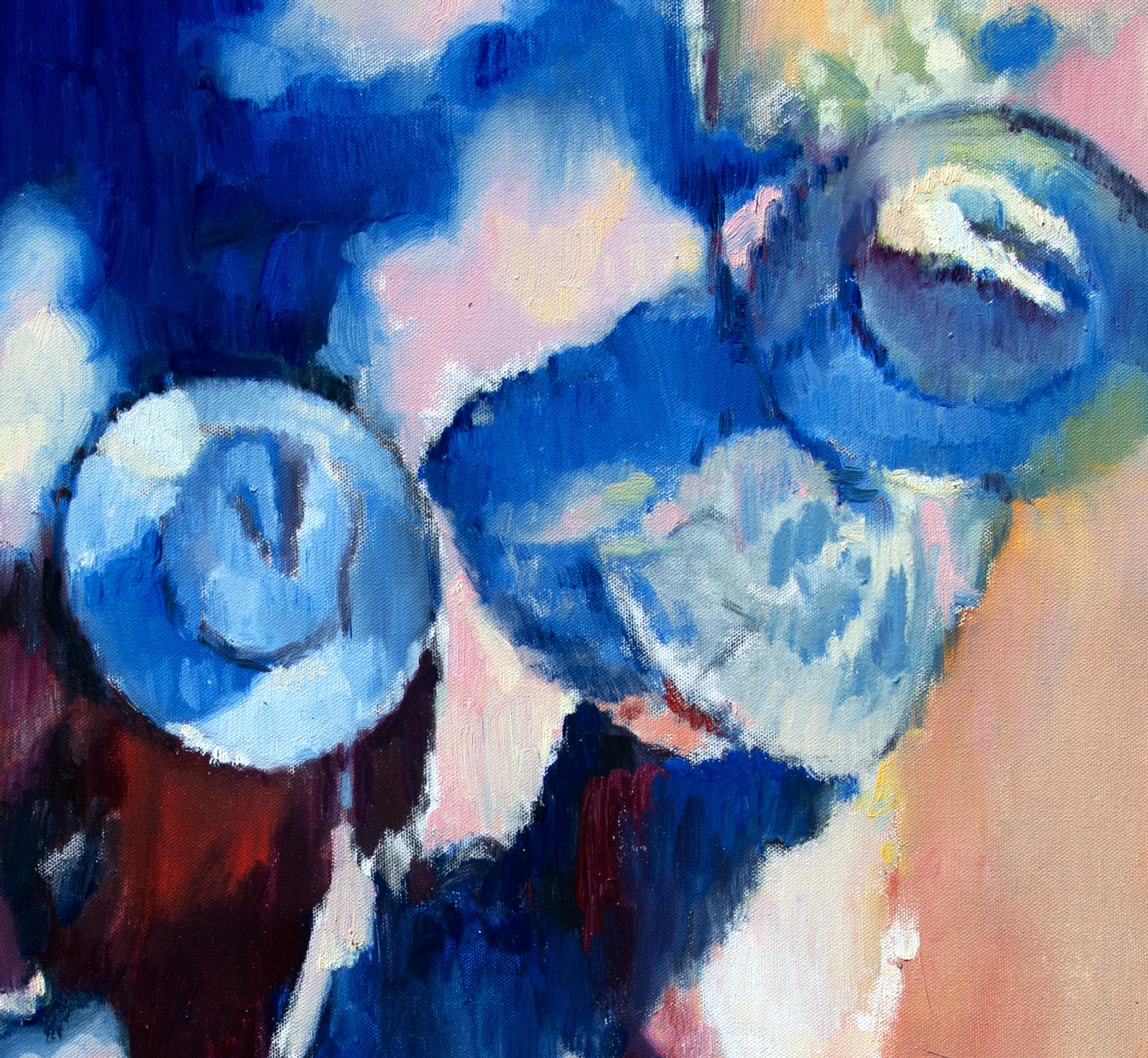 Chapeaux et ombres à Santa Fe, peinture à l'huile - Violet Figurative Painting par Warren Keating