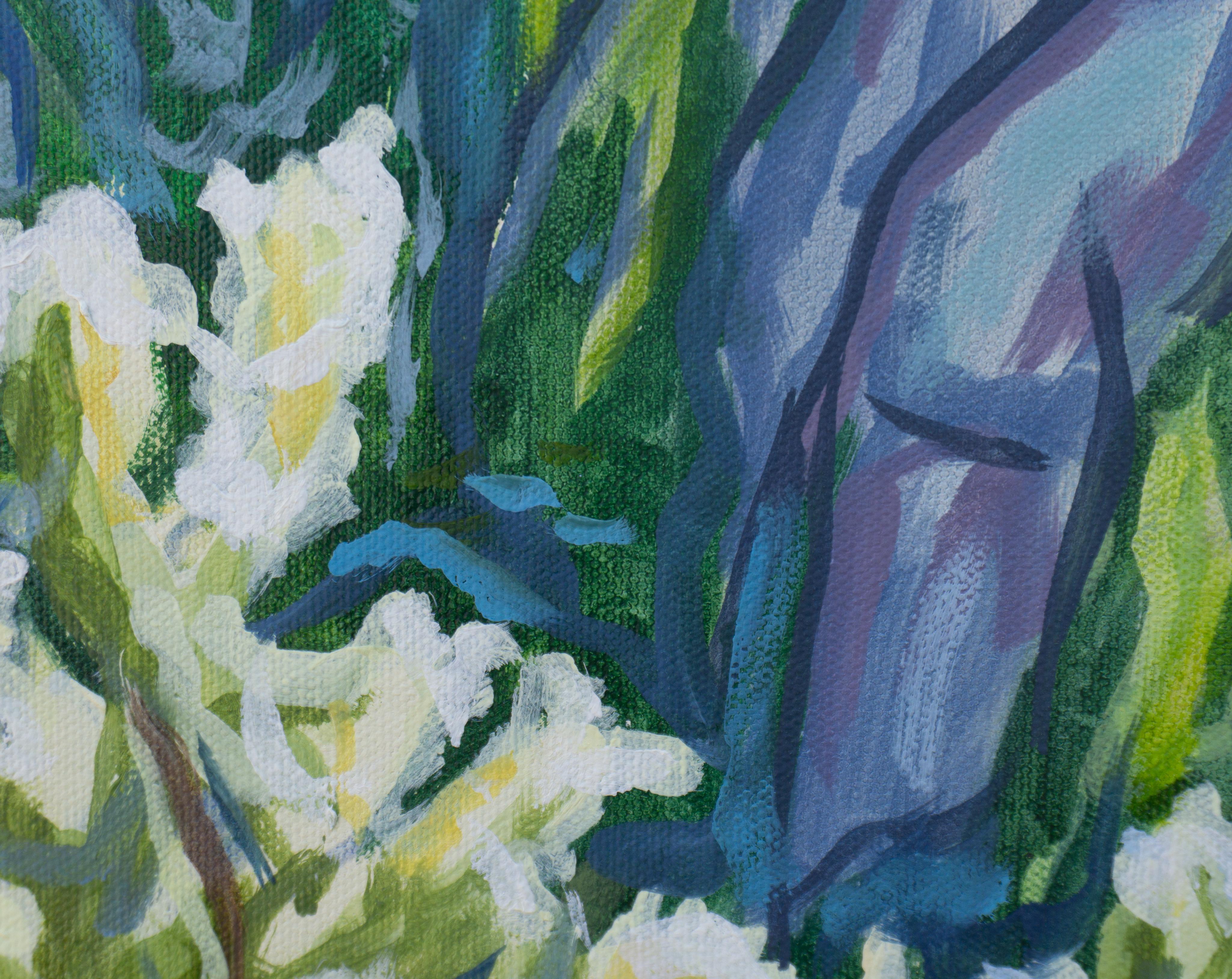 La lumière et la pierre en harmonie se balancent, peinture à l'huile - Gris Landscape Painting par Crystal DiPietro